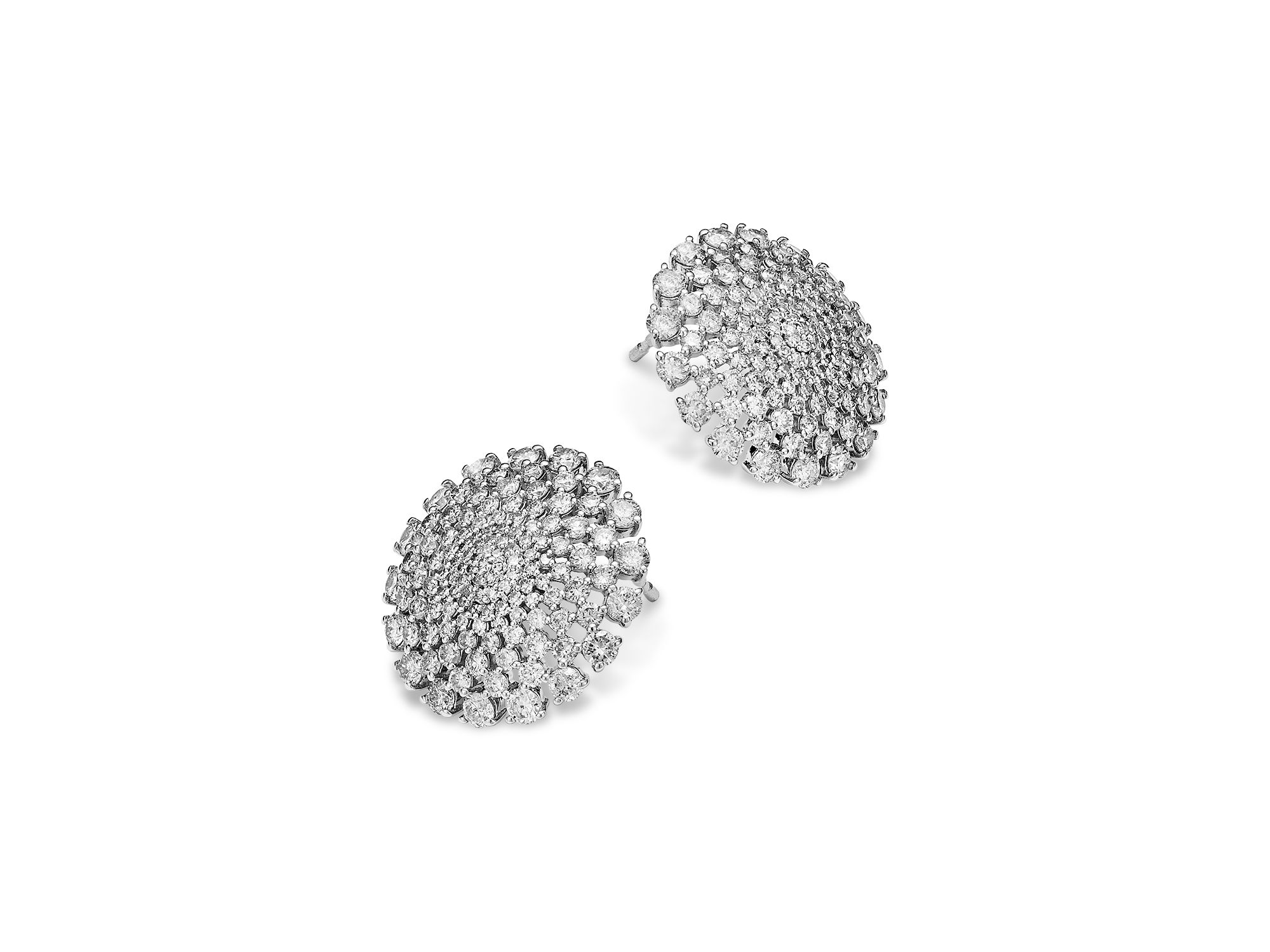 Diamond Gradient Cluster Circle  Stud Earrings in 14K White Gold, 3.0 tcw — Image 3
