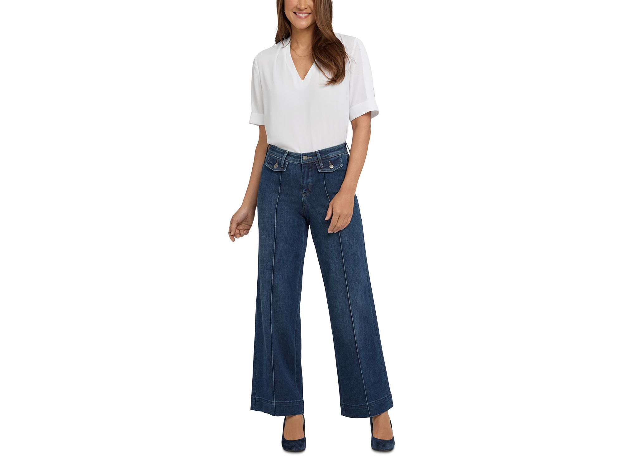 Teresa Mid Rise Wide Leg Jeans in Louvre Sapphire — Image 4