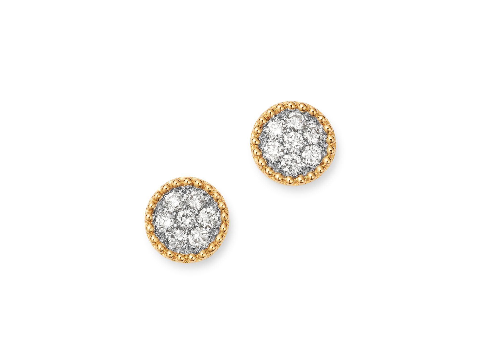 Cluster Diamond Milgrain Stud Earrings in 14K Yellow Gold — Image 5