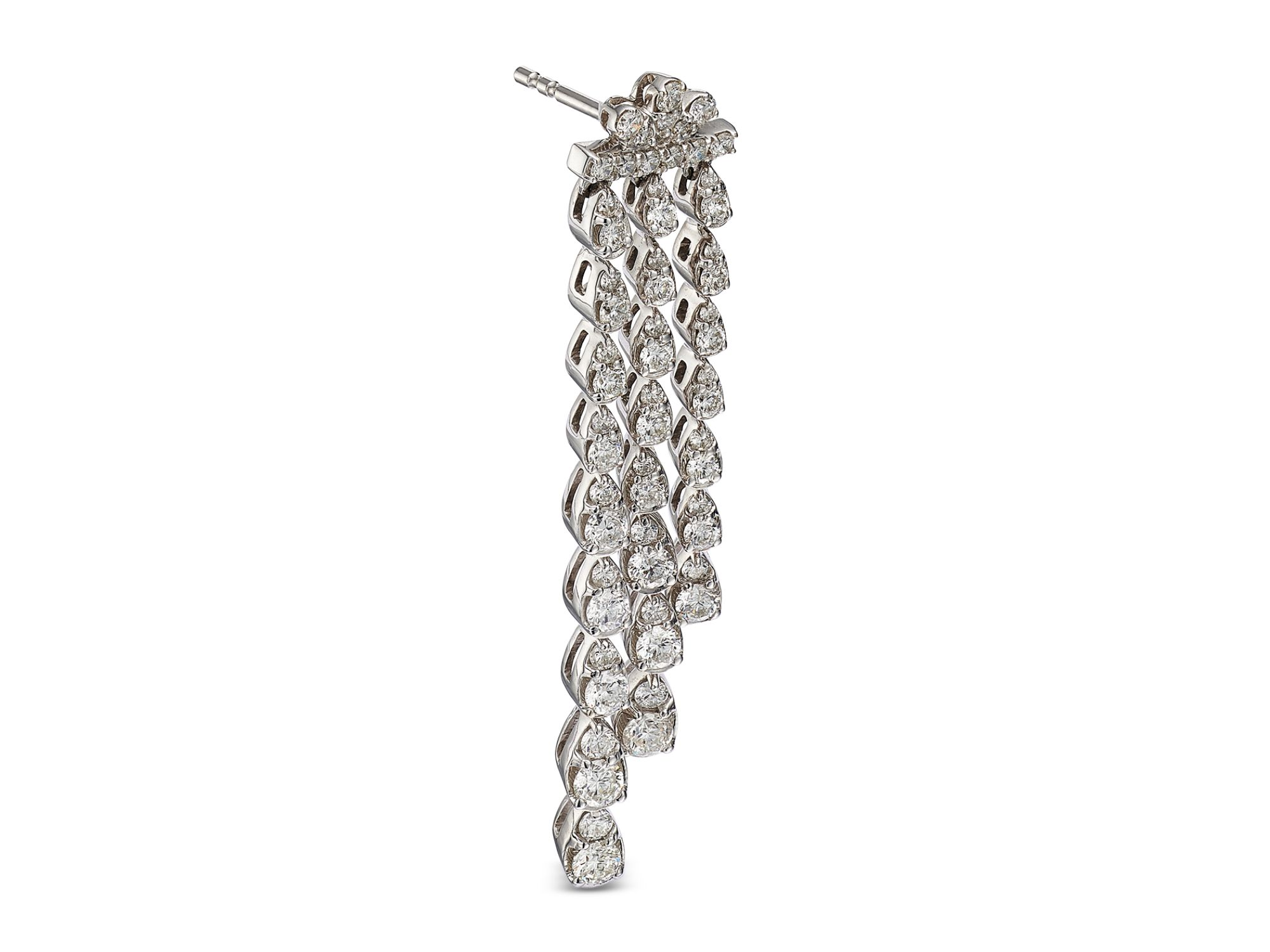 14K White Gold Diamond Drop Earrings, 2.00 tcw — Image 3
