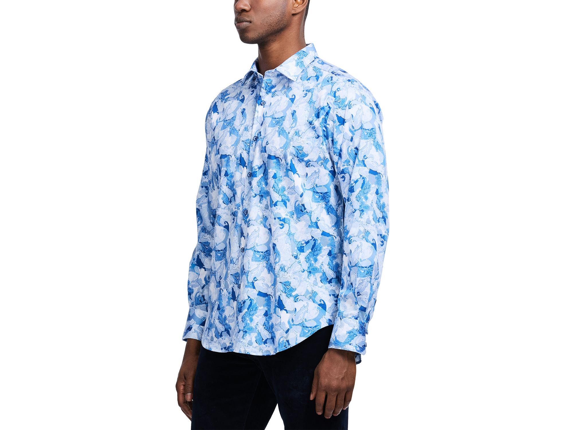 Baskerville Printed Long Sleeve Button Front Shirt — Image 5