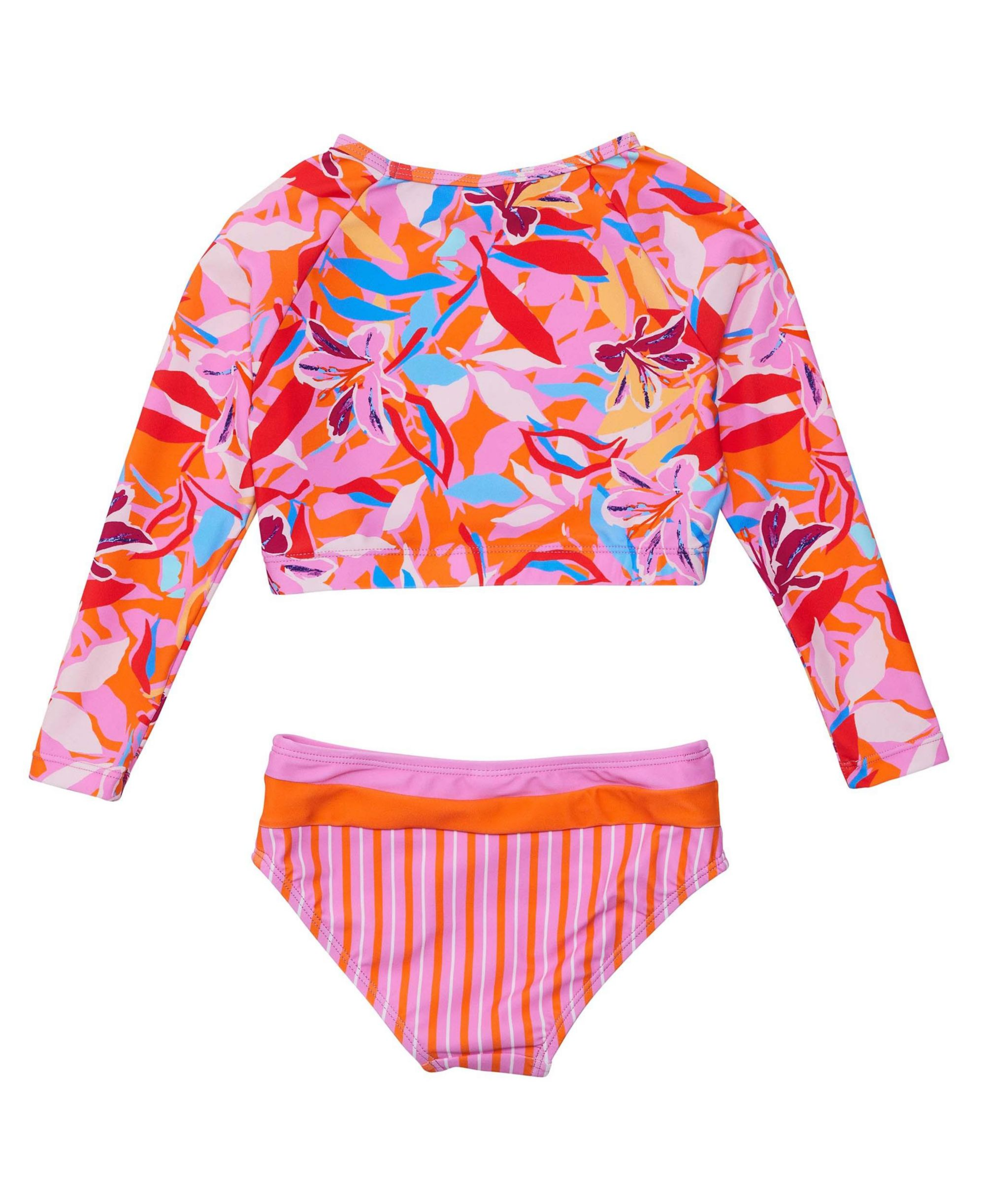 Blooming Sunset Sustainable Crop Long Sleeve Rash Set - Big Kid — Image 4