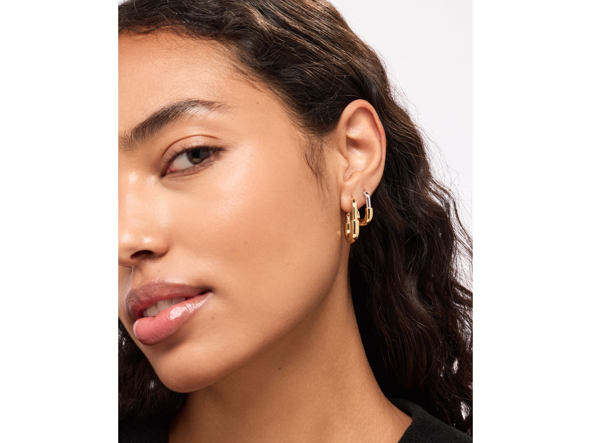Two Tone Gold Brynley Hoops — Image 4