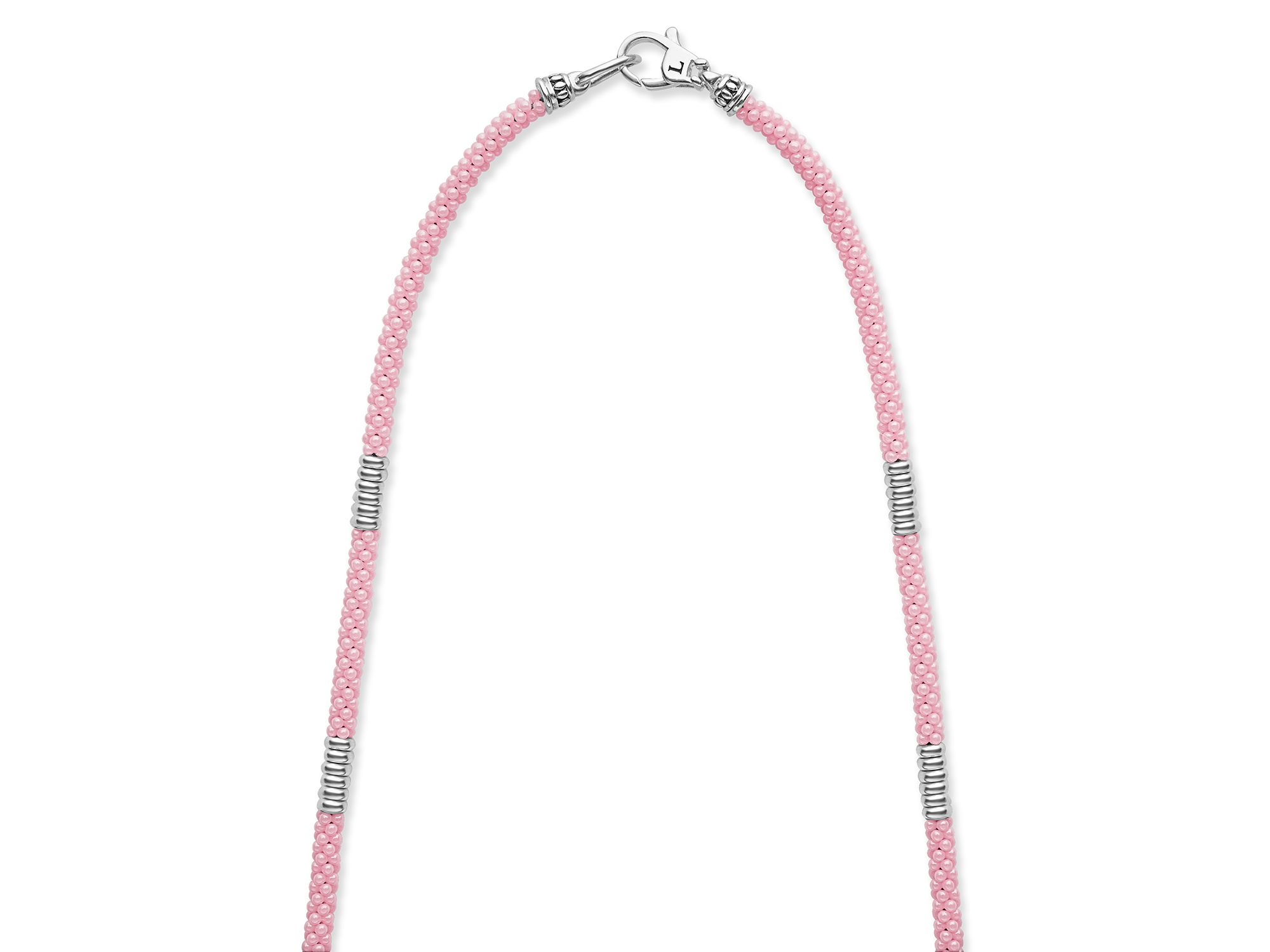 Sterling Pink Caviar Pink Ceramic Bead Collar Necklaces — Image 3