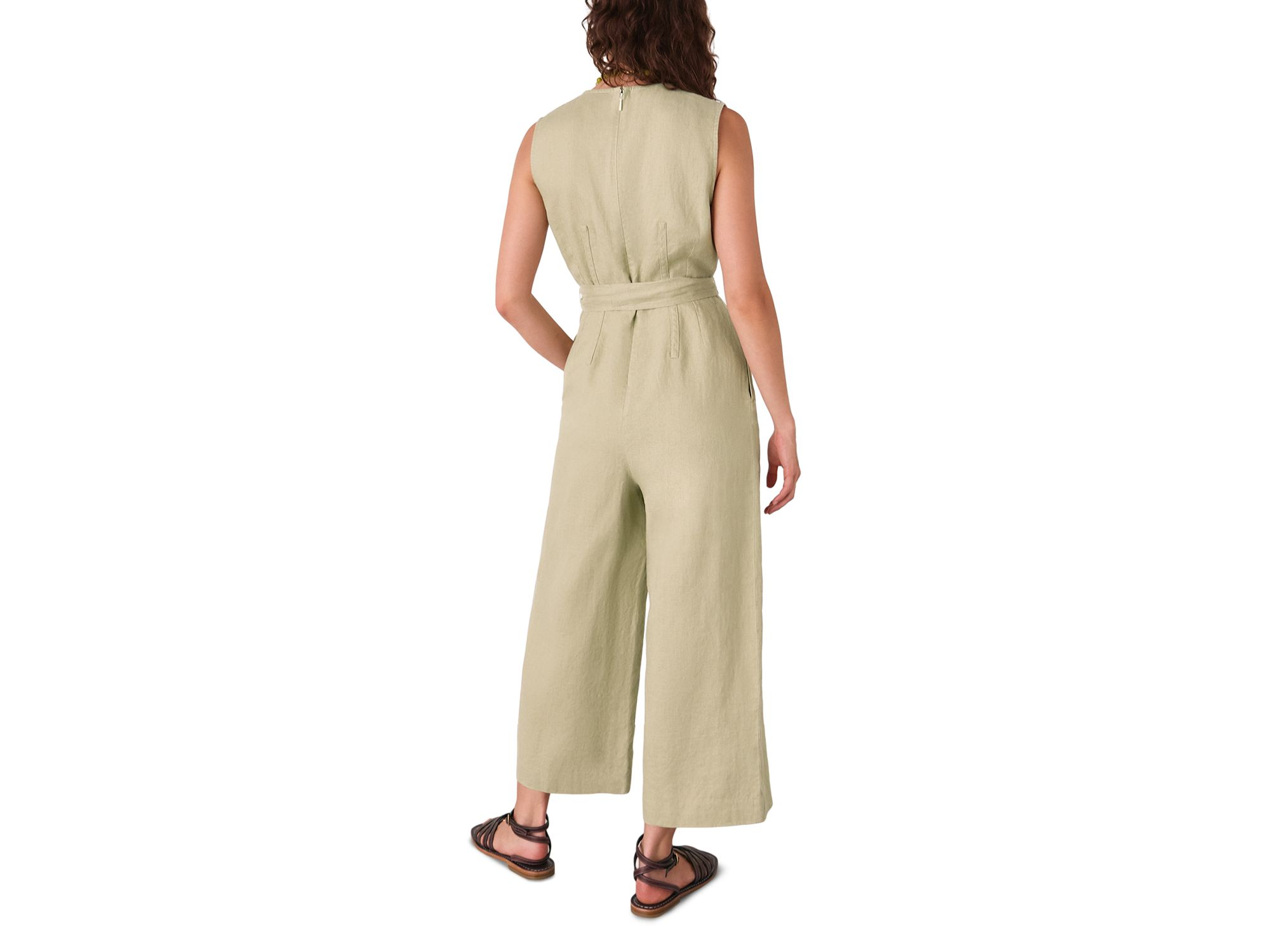 Belted Seamed Linen Jumpsuit — Image 4