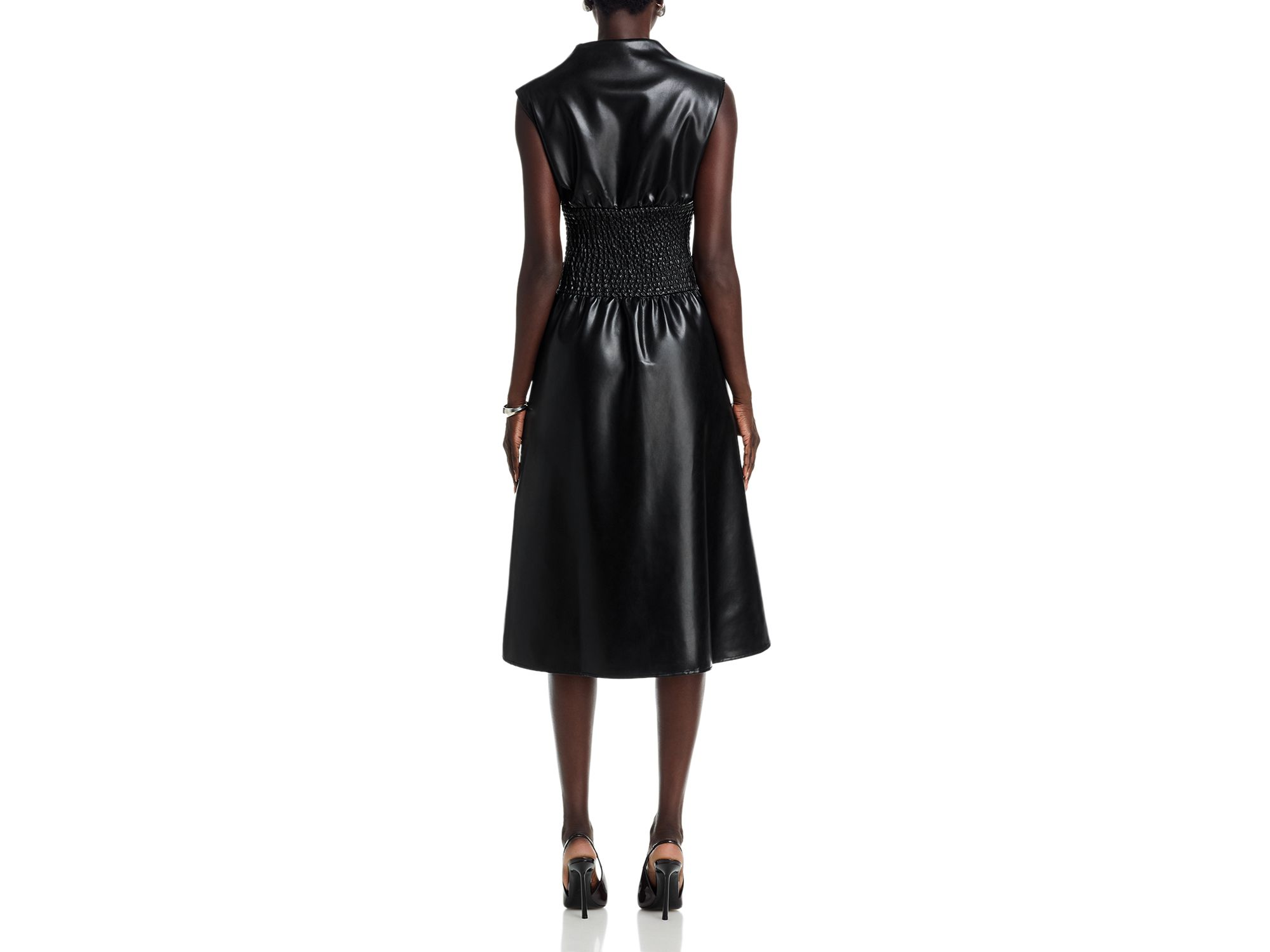 Faux Leather Zippered Dress — Image 4
