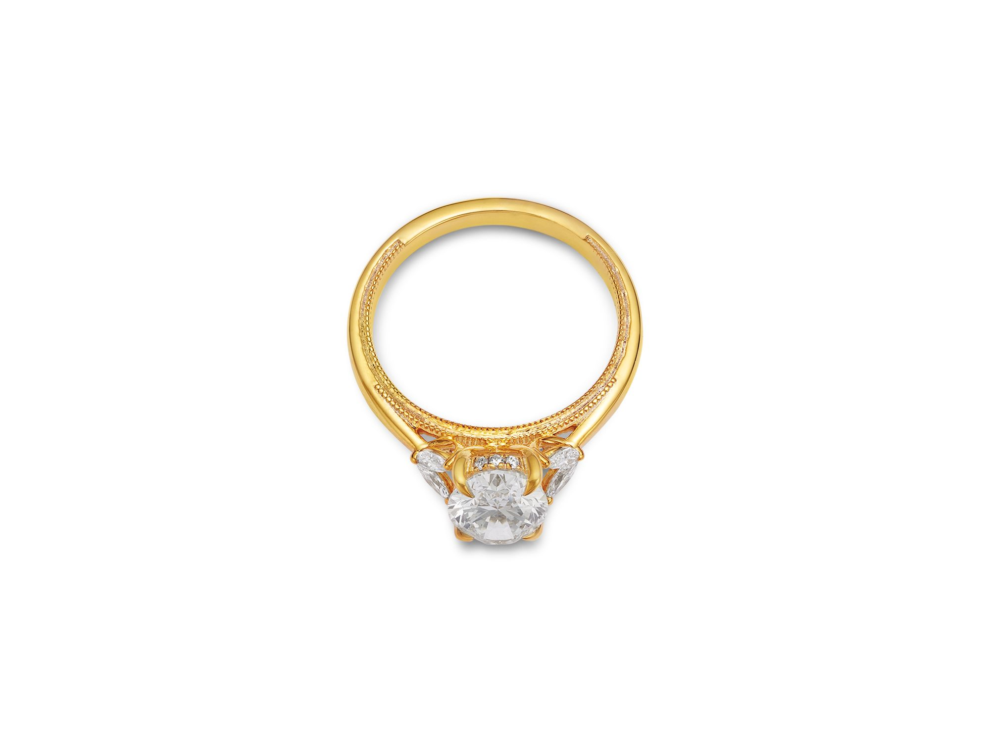 Certified Lab Grown Diamond Oval & Marquis Engagement Ring in 18K Yellow Gold, 2.0 tcw — Image 3