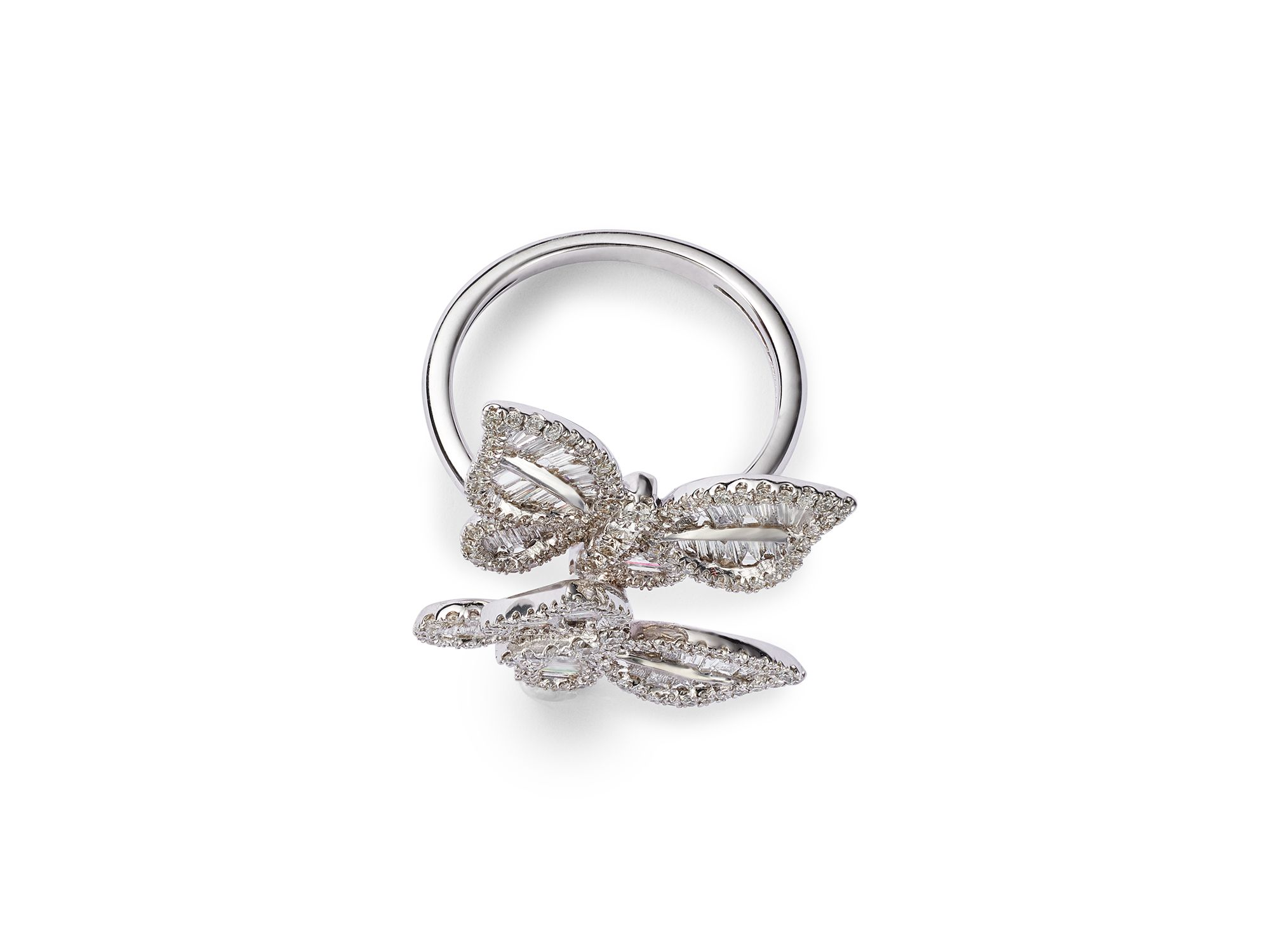 Diamond Butterfly Statement Ring in 14K White Gold, 1.40 tcw — Image 4