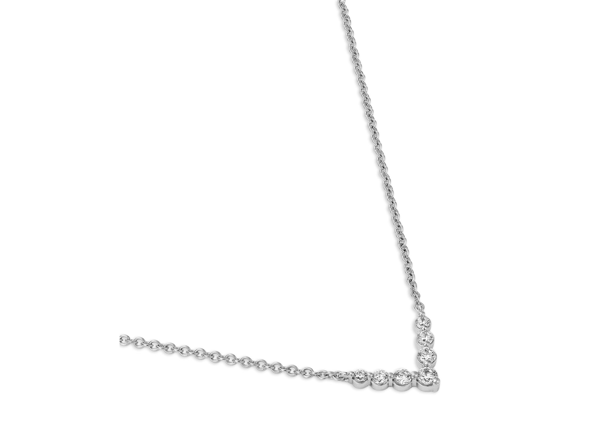 Diamond Chevron Necklace in 14K White Gold, 0.16 tcw — Image 3