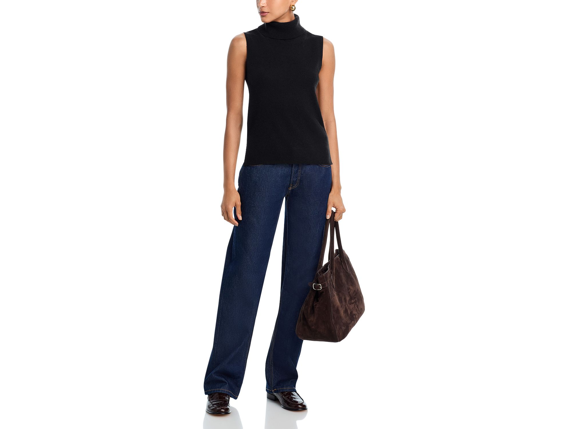 100% Cashmere Split Hem Turtleneck Tank - Exclusive — Image 7