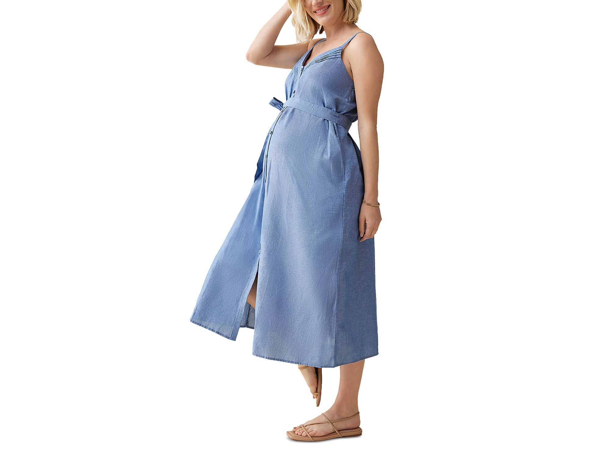 Maternity Chambray Button Front Dress — Image 4