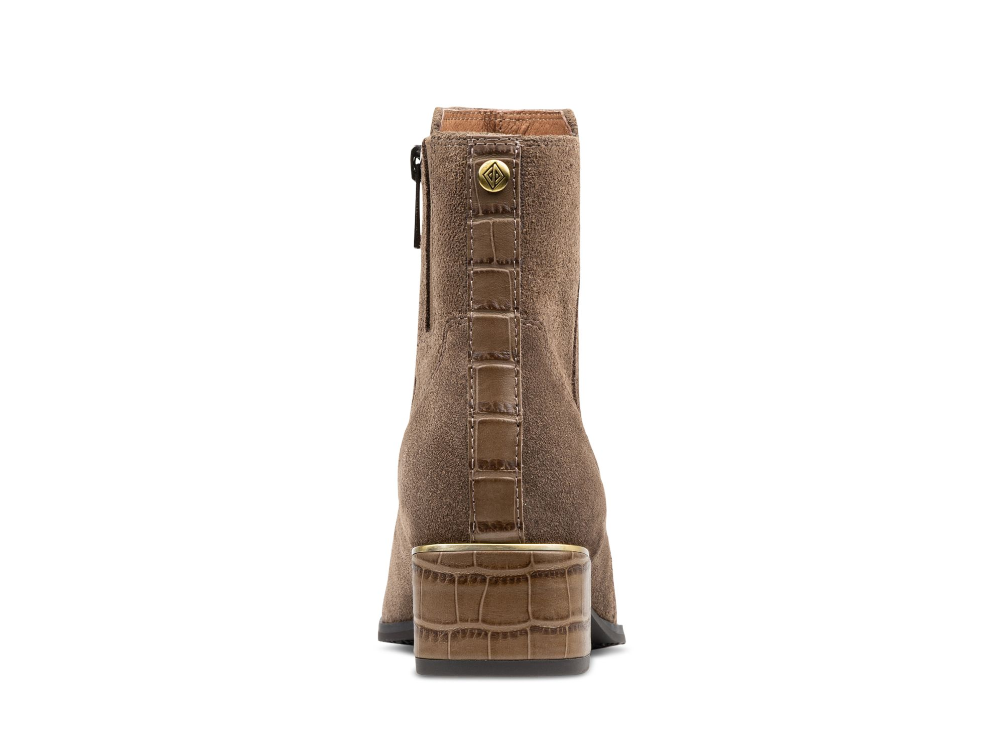 Women's Croc Embossed Trim Block Heel Booties — Image 3