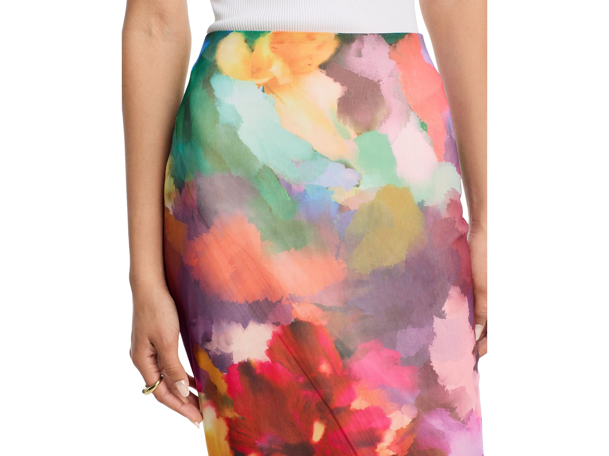 Floral Mesh Long Sleeve Top & Midi Skirt - Exclusive — Image 3