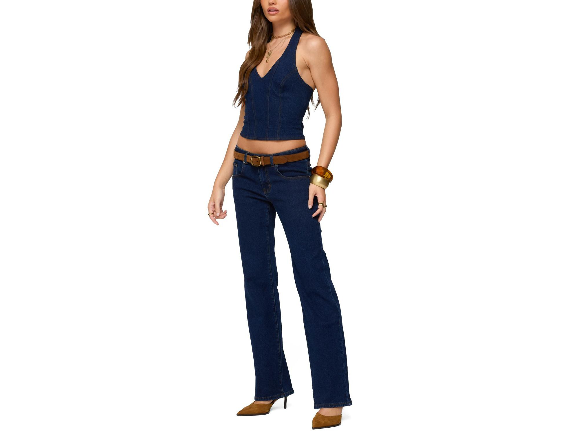 Jemima Low Rise Straight Leg Jeans in Dark Blue Washed — Image 5