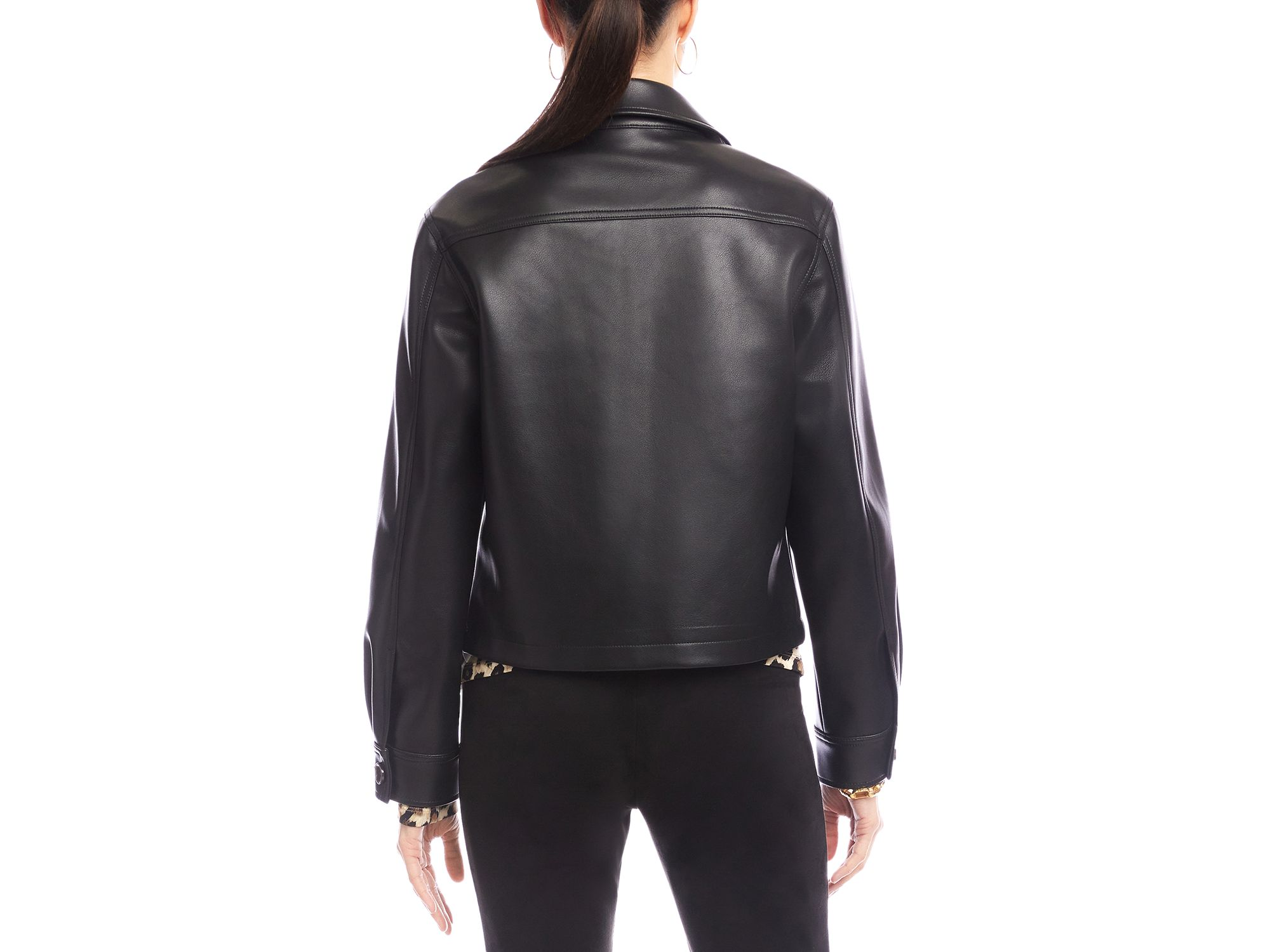 Faux Leather Cropped Jacket — Image 4