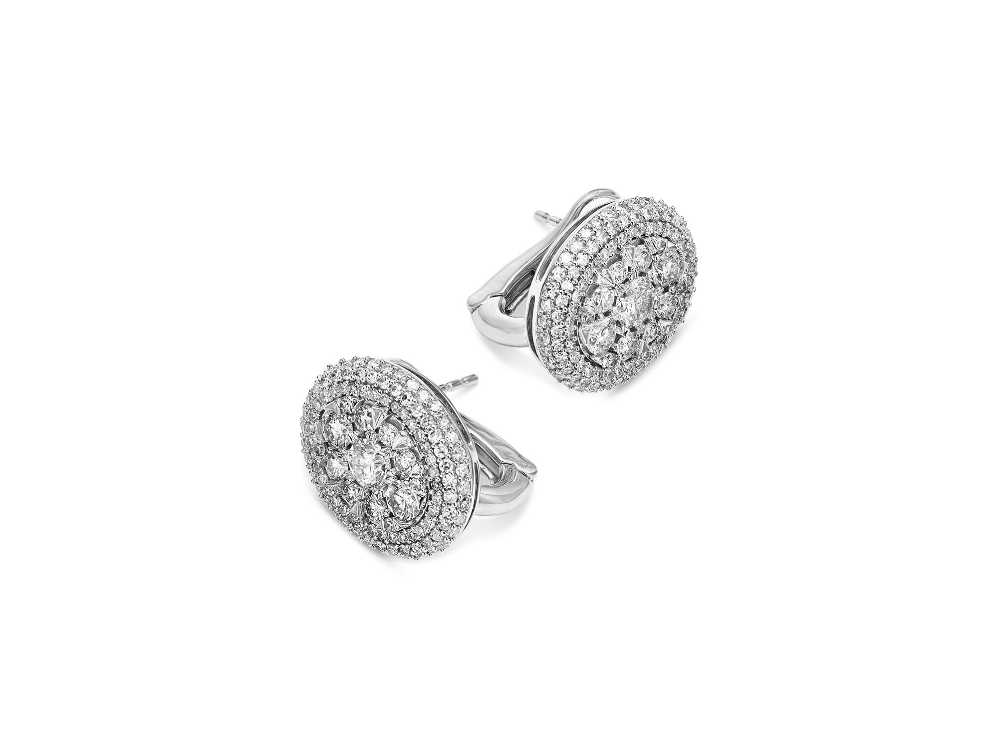 Diamond Pavé Cluster Earrings in 14K White Gold, 2 tcw — Image 3