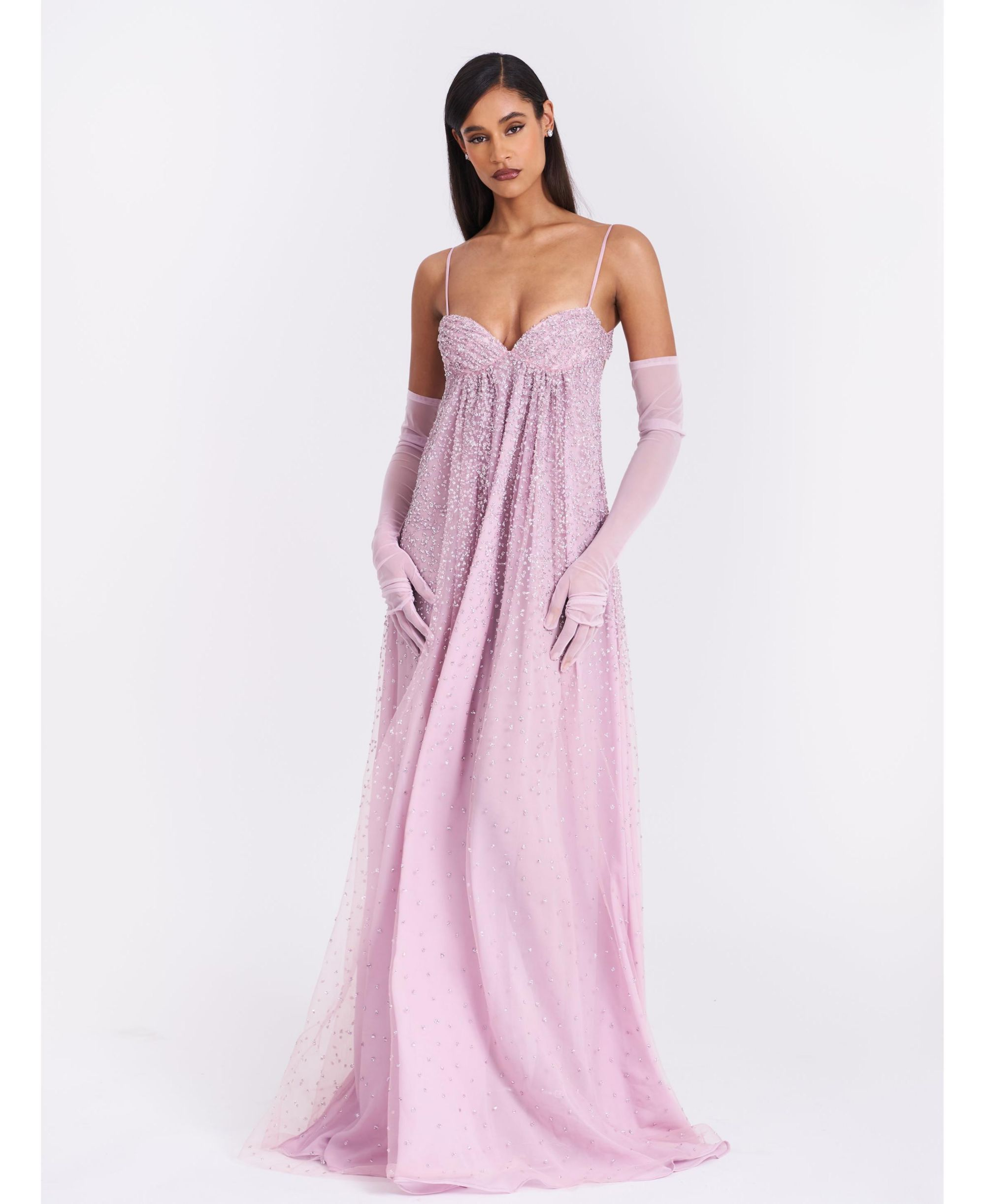 Walliee Rhinestone Embellished Mesh Backless Gown — Image 7