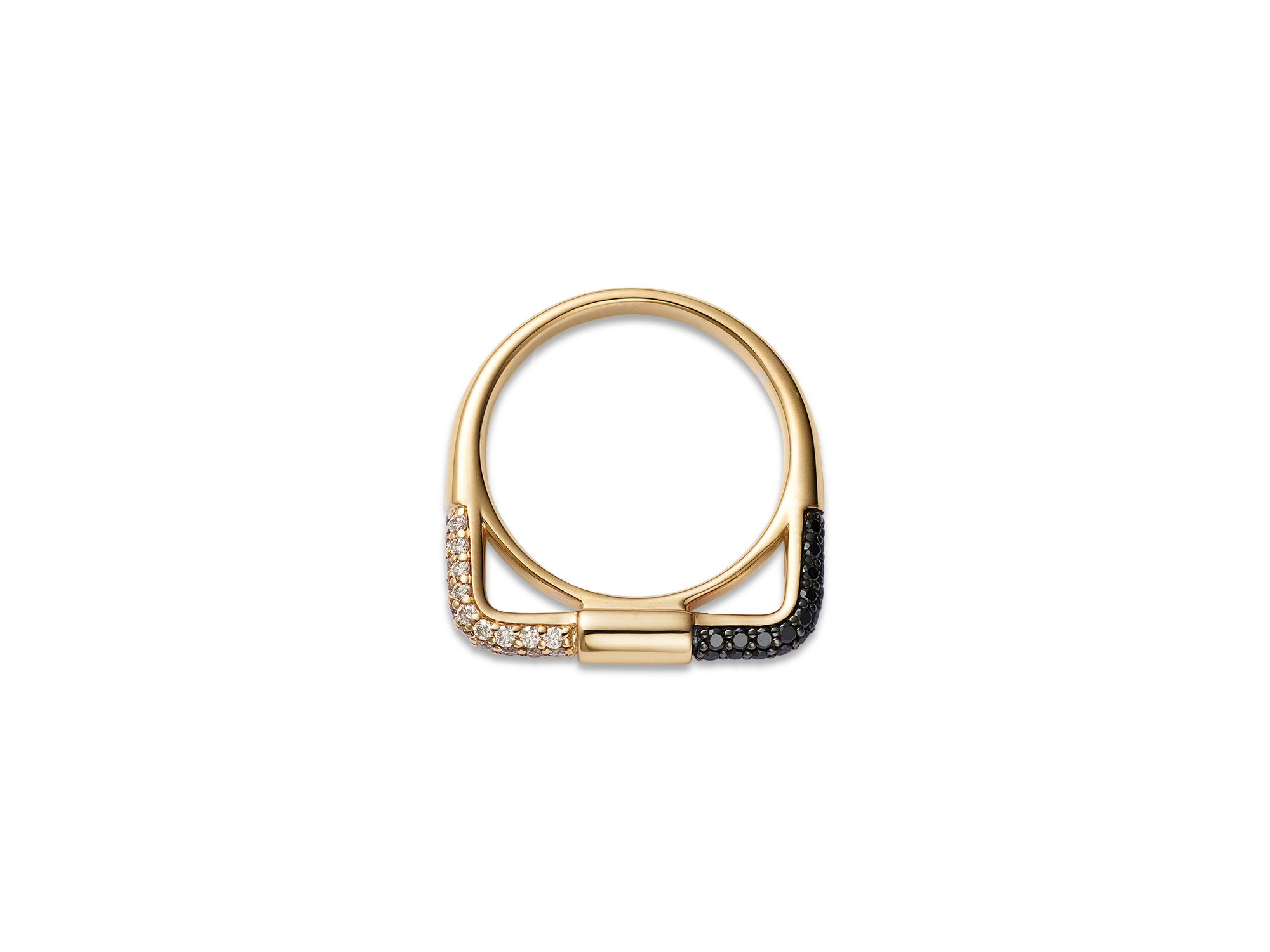 Black & White Diamond Ring in 14K Yellow Gold — Image 3