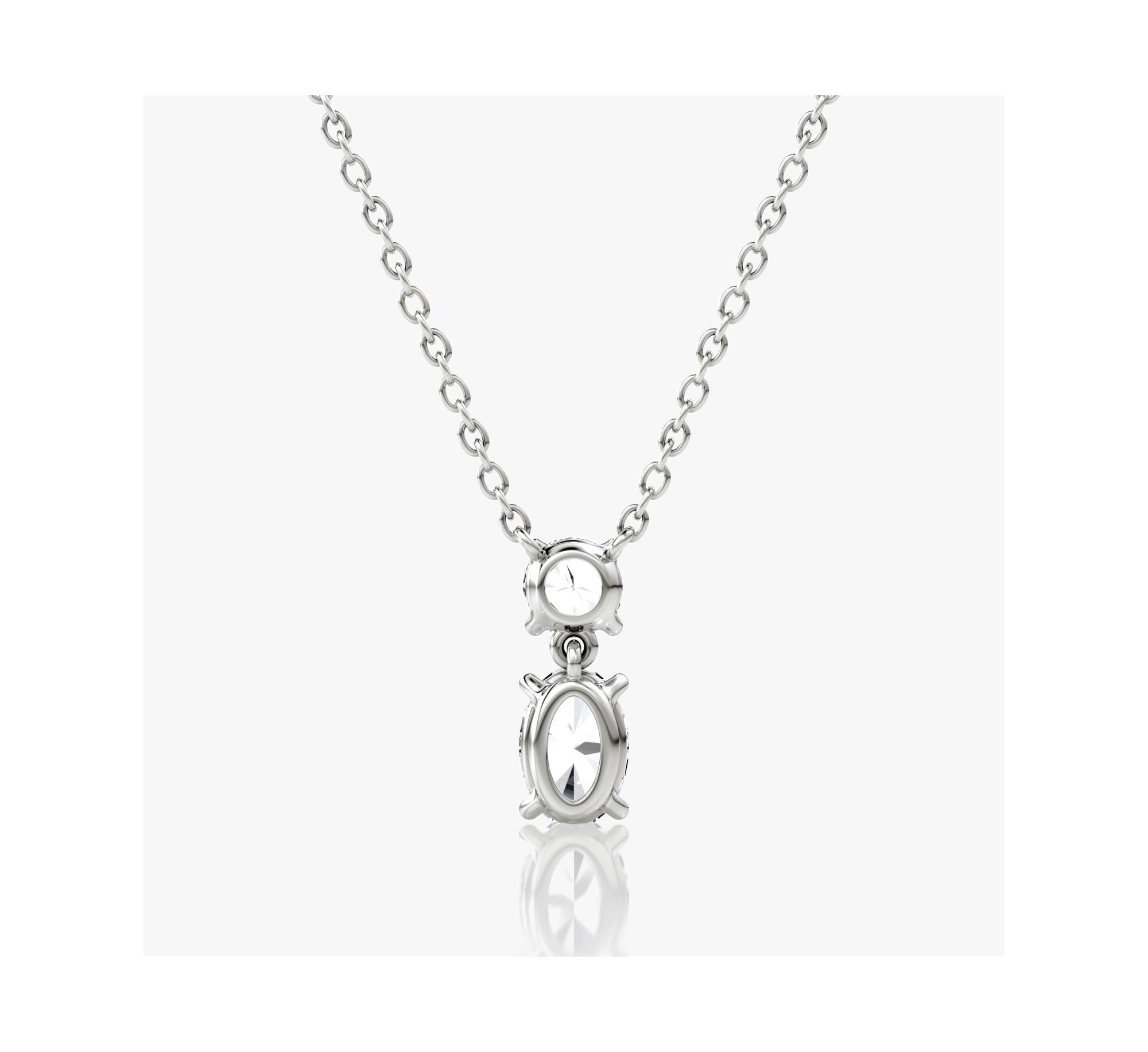 Signature Duo Drop Necklace in 14K White Gold, .75ctw Round Brilliant & Oval Lab Grown Diamonds — Image 3