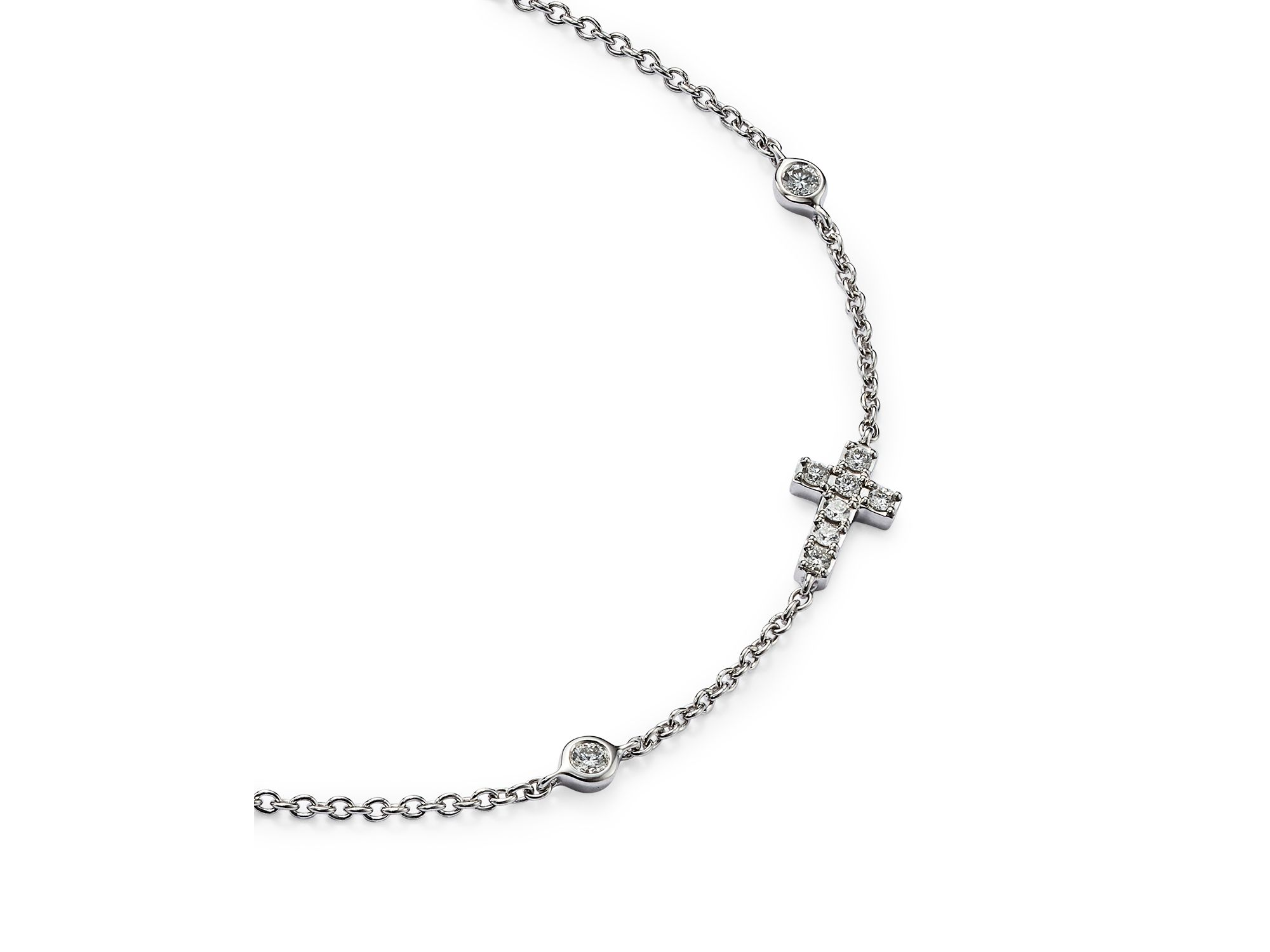 Diamond Cross Bracelet in 14K White Gold, .12 tcw - Exclusive — Image 4
