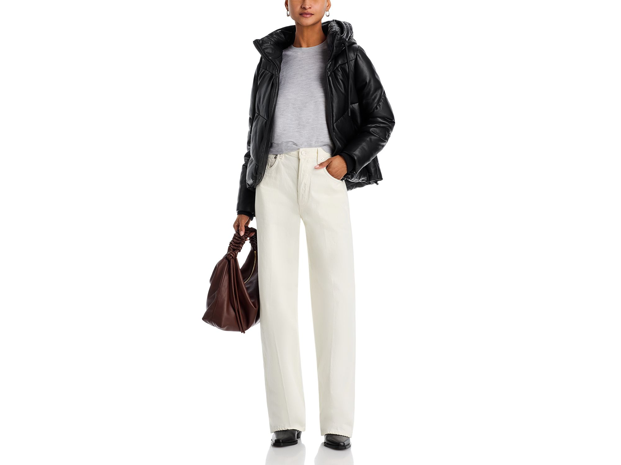 Faux Leather Puffer Jacket — Image 7