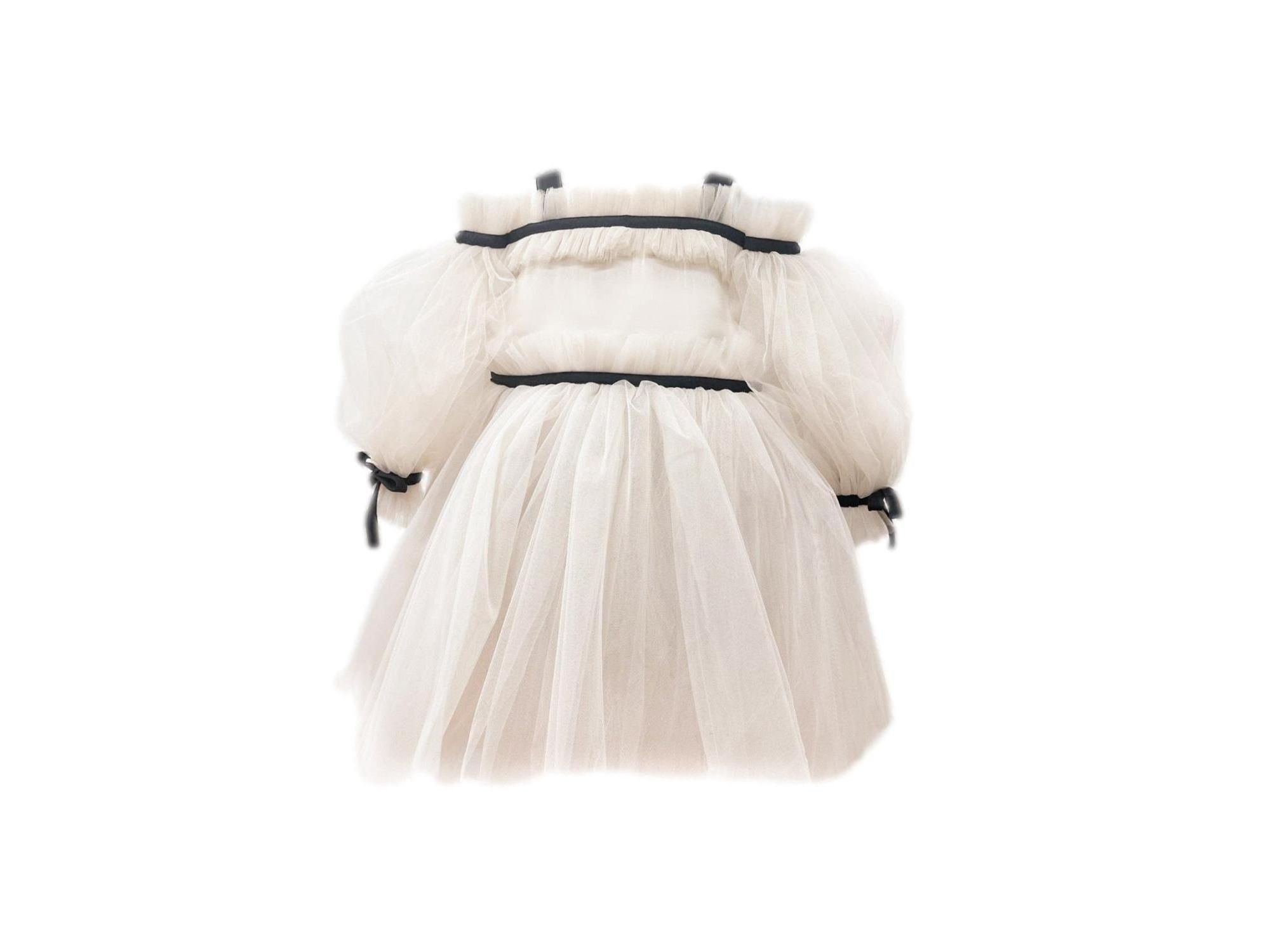 Girls' Coco Caramel Tulle Dress with Sheer Puff Tulle Sleeves - Baby, Little Kid, Big Kid — Image 10