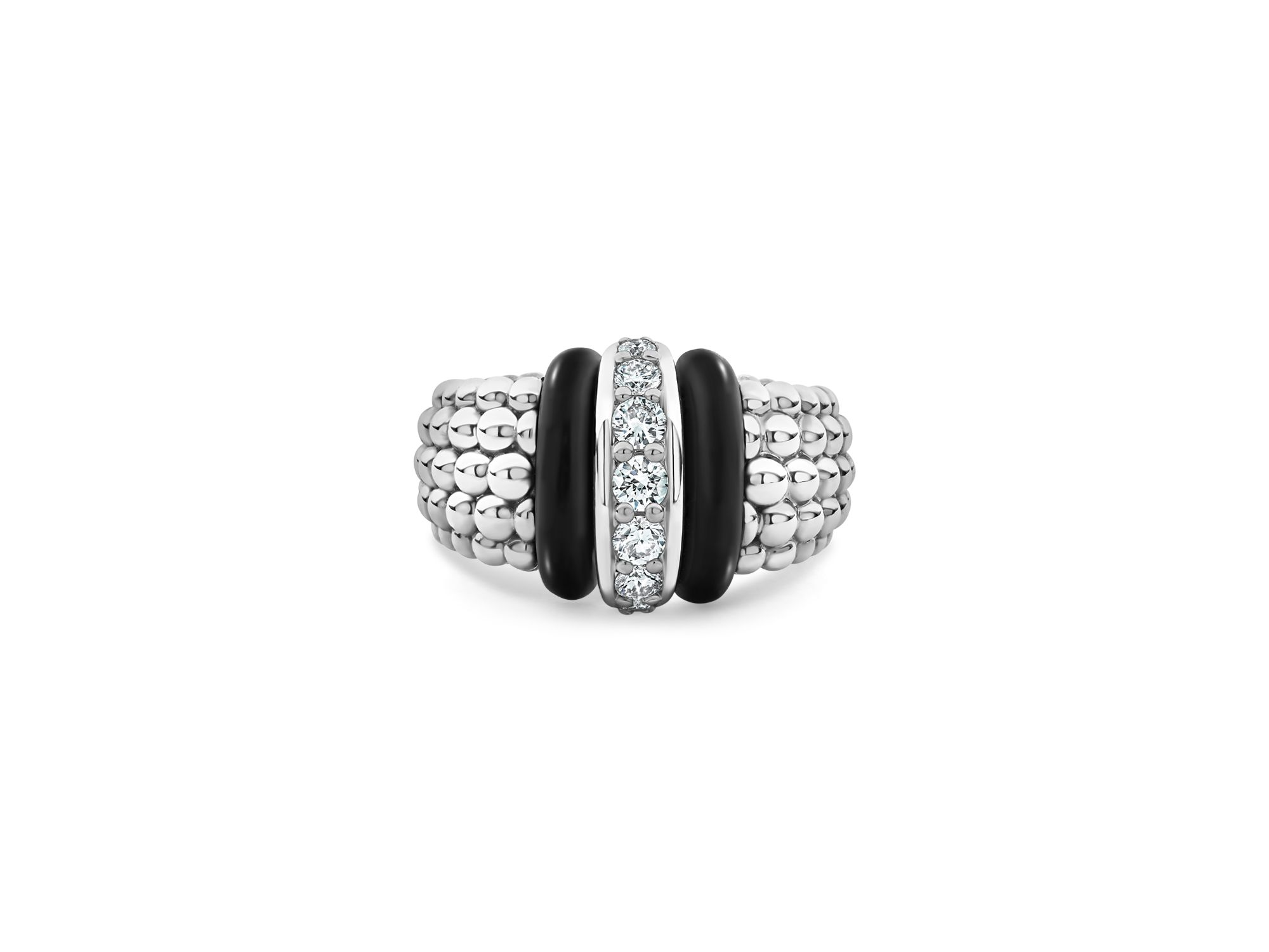 Sterling Black Caviar Diamond & Ceramic Statement Ring — Image 3