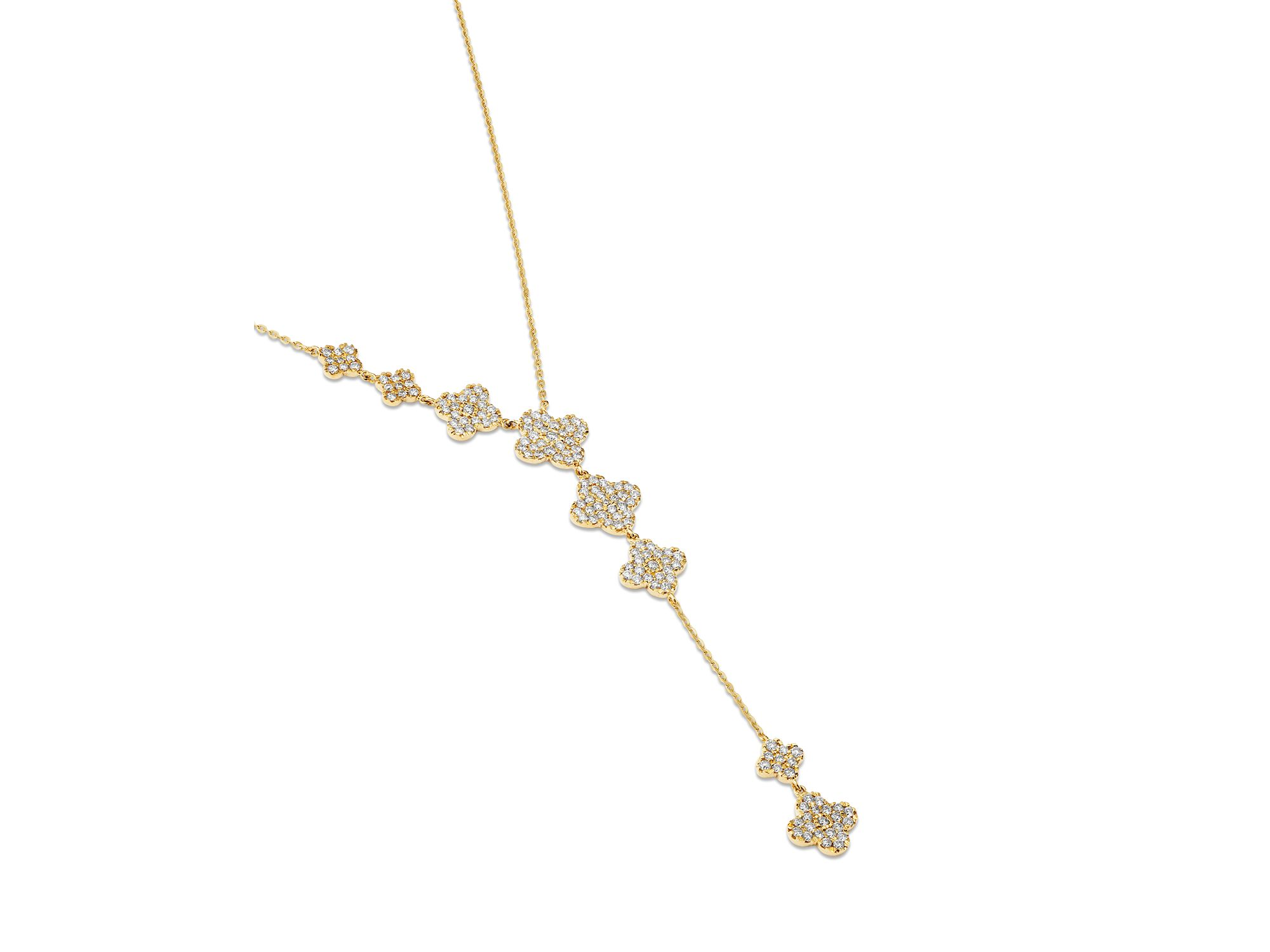 Pave Diamond Clover Y Necklace in 14K Yellow Gold, 0.85 tcw — Image 3