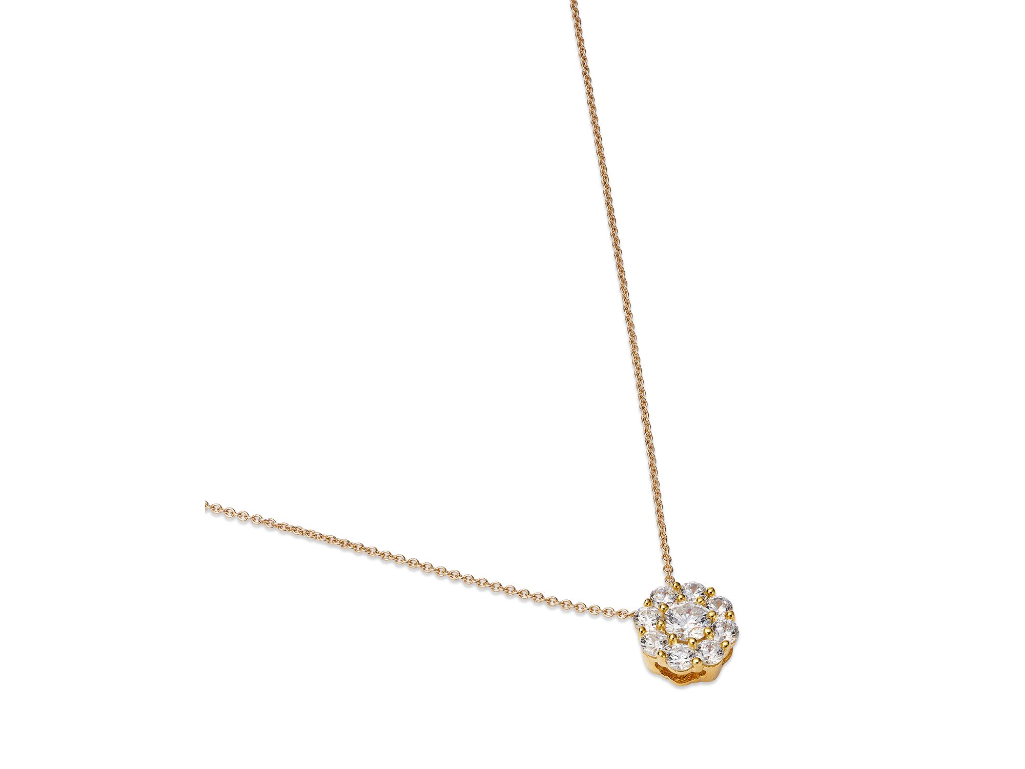 Diamond Flower Cluster Pendant Necklace in 14K Yellow Gold, 0.50 tcw — Image 3
