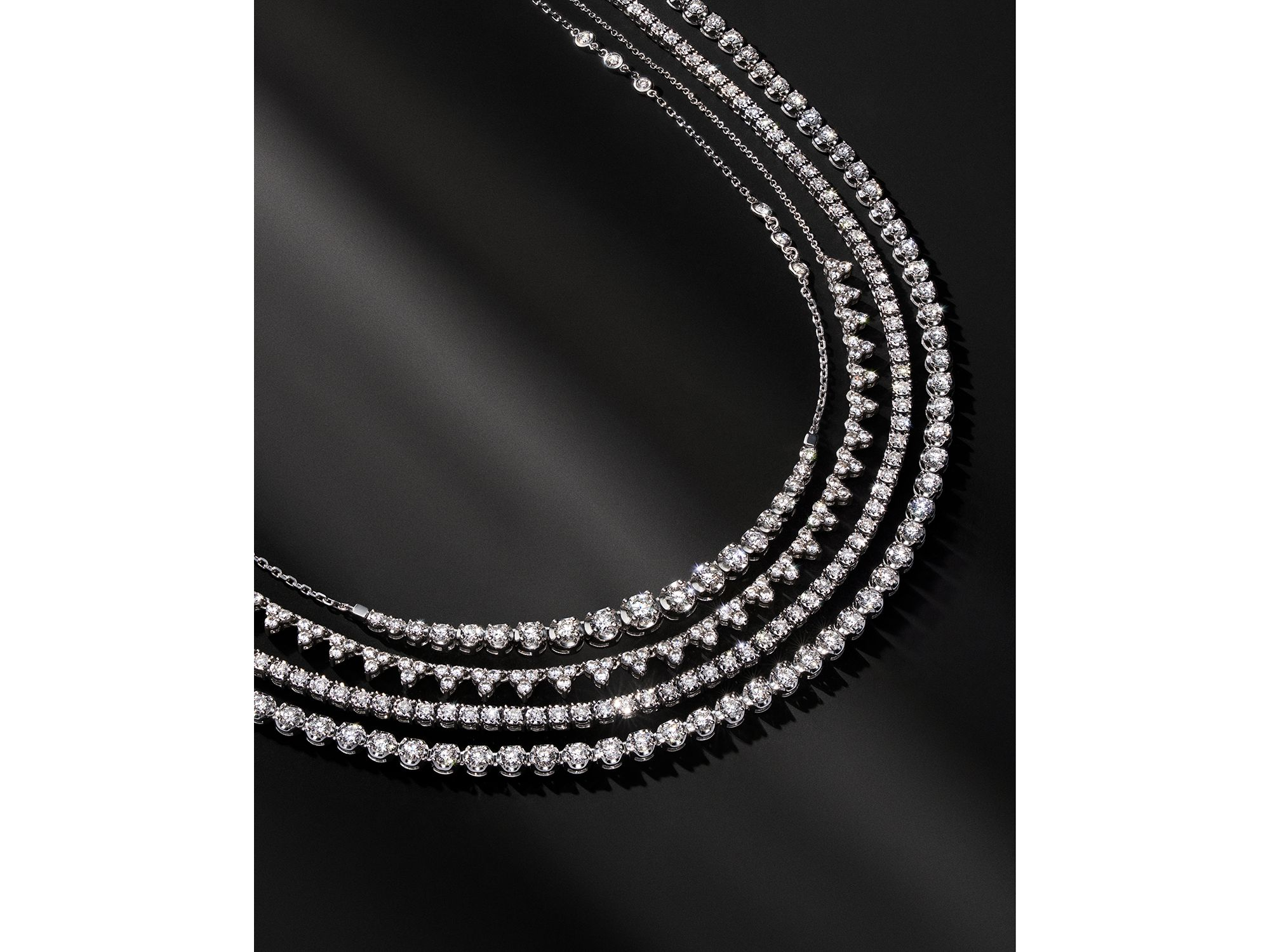 Diamond Classic Tennis Necklaces in 14K White Gold, 3.0-7.0 tcw — Image 3