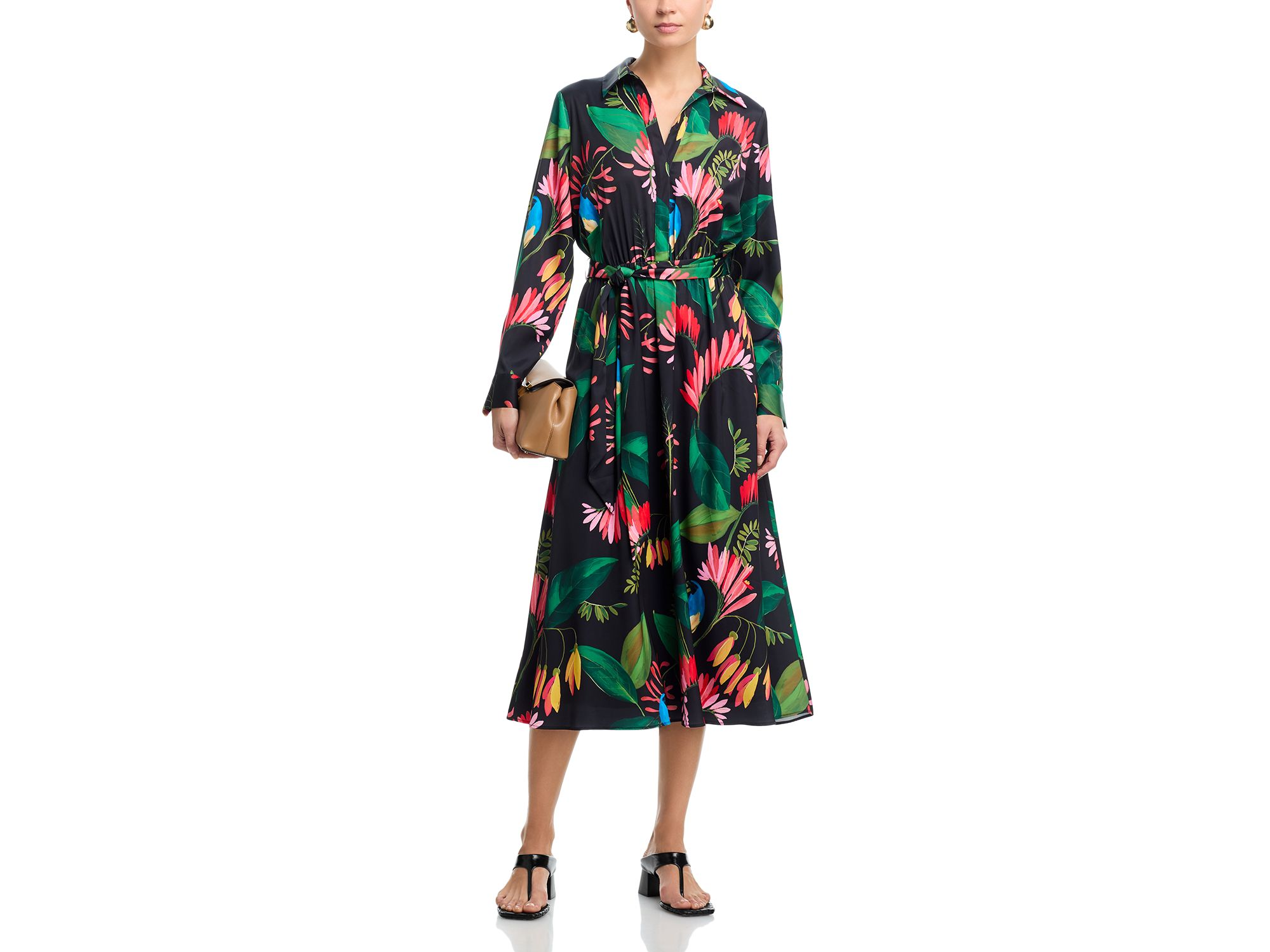 Long Sleeve Half Placket Faux Wrap Dress — Image 3