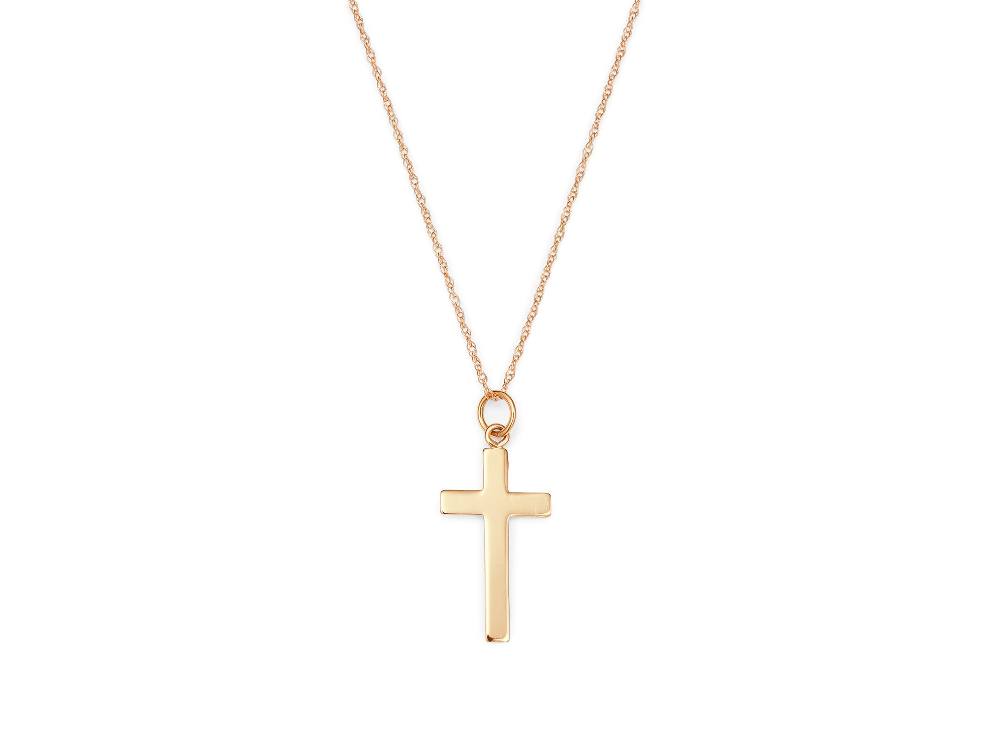 14K Yellow Gold Cross Necklace, 18" — Image 4