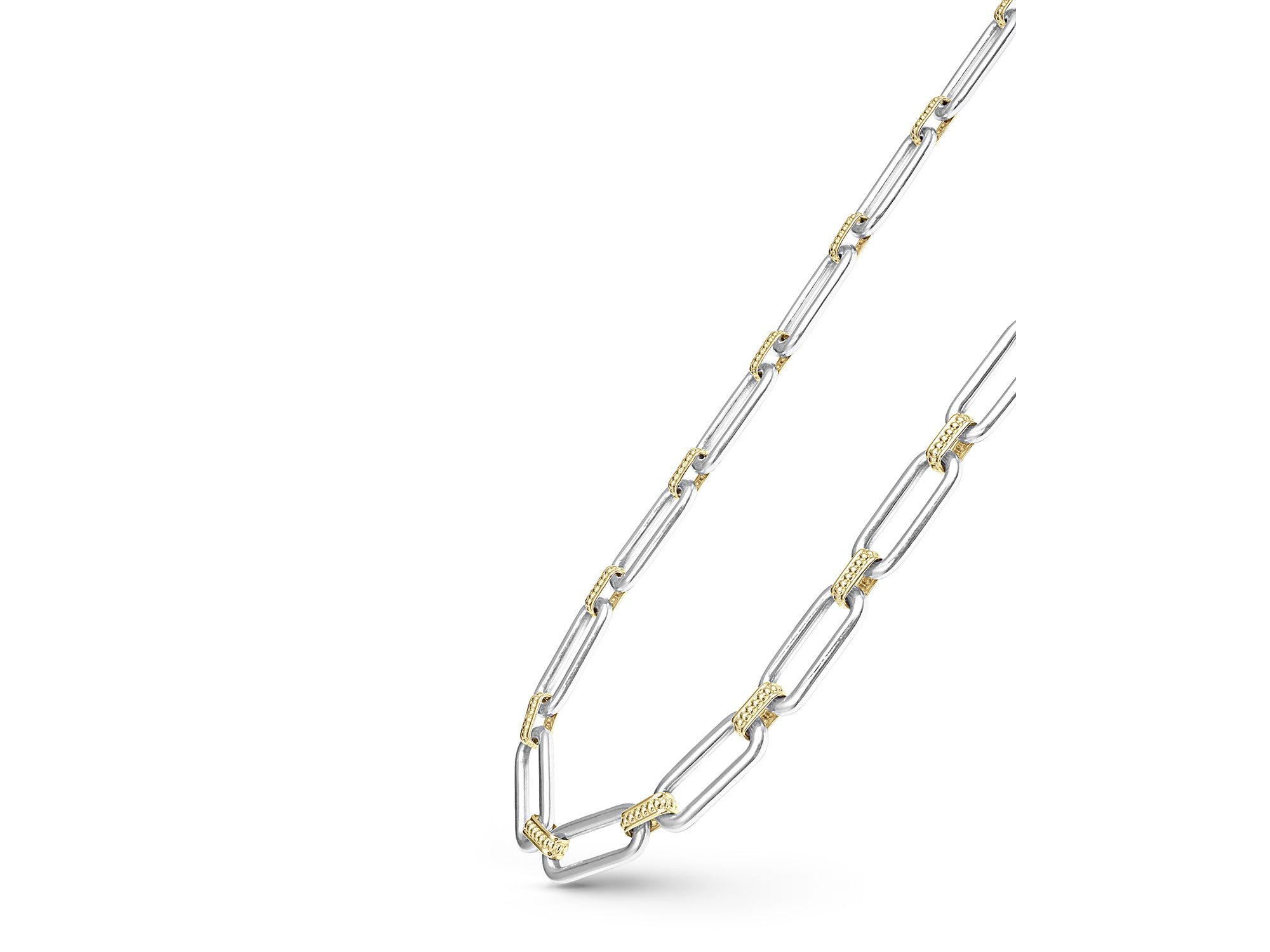 18K Yellow & Sterling Silver Signature Caviar Oval Link & Bead Statement Necklace, 18" — Image 4