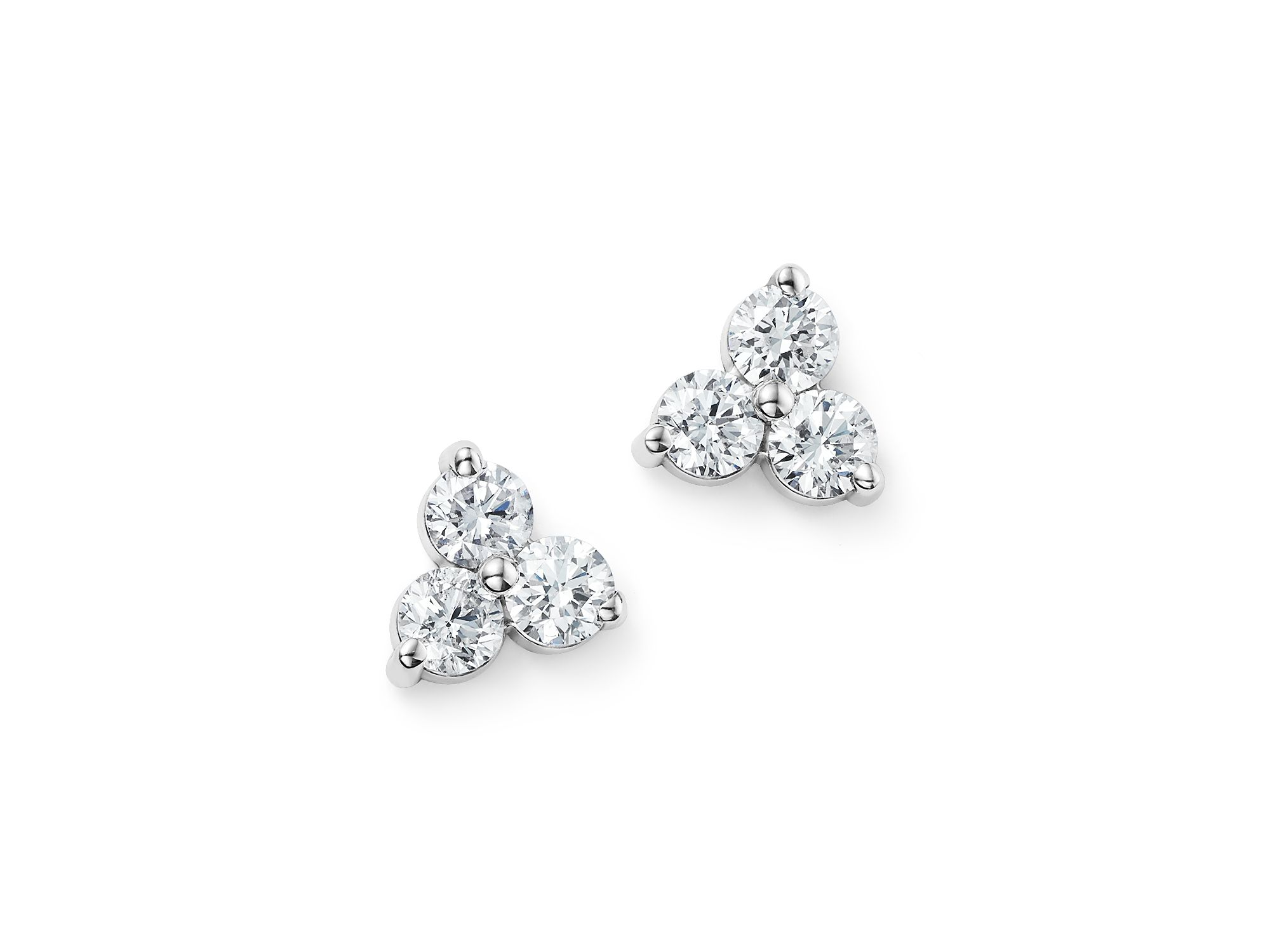 Diamond Trio Stud Earrings in 14K White Gold, 0.20-2.0 tcw — Image 4
