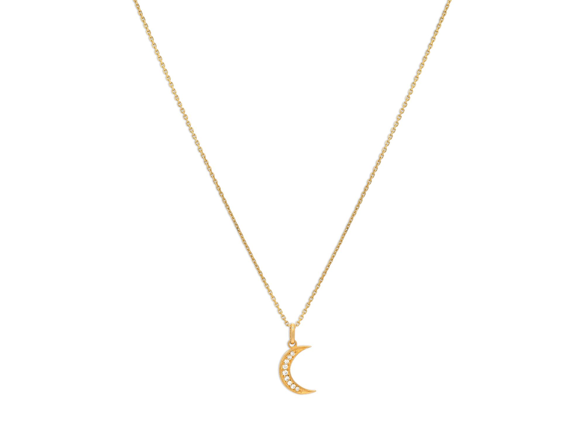 14K Yellow Gold Diamond Moon Charm Pendant — Image 4