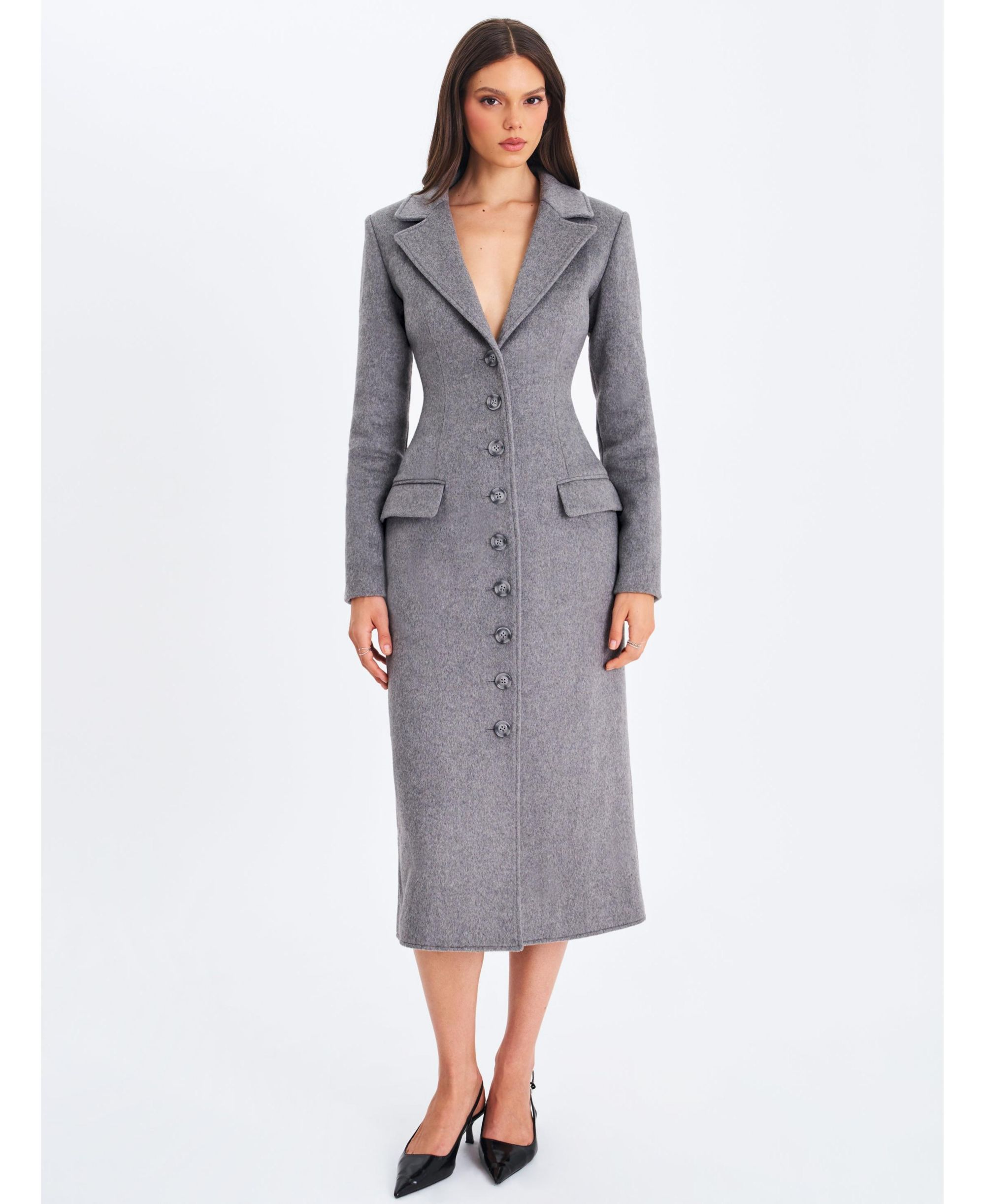 Faye Wool Blend Coat with Removable Faux Fur Collar — Image 7