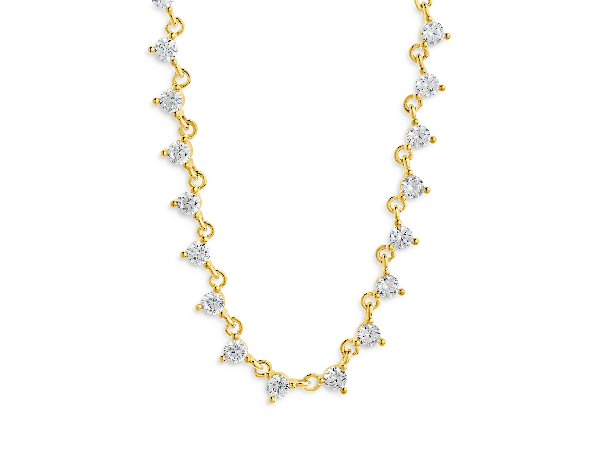 Brigid Cubic Zirconia Tennis Necklace in 14K Gold Plated, 16"-18" — Image 3