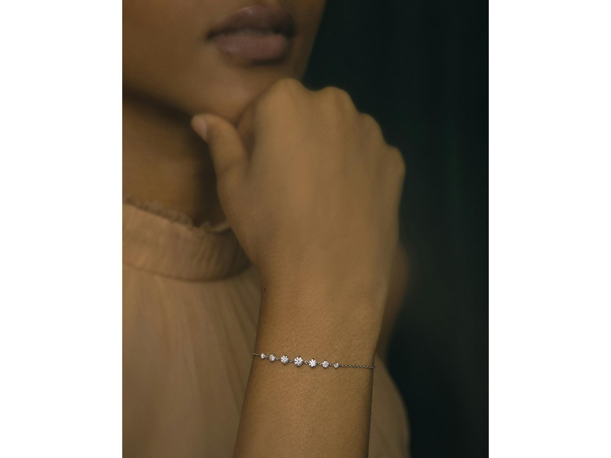 Linked Lab-Grown Diamond Tennis Bracelet in 14K White Gold and Gold, .85ctw Round Brilliant Lab Grown Diamonds — Image 4