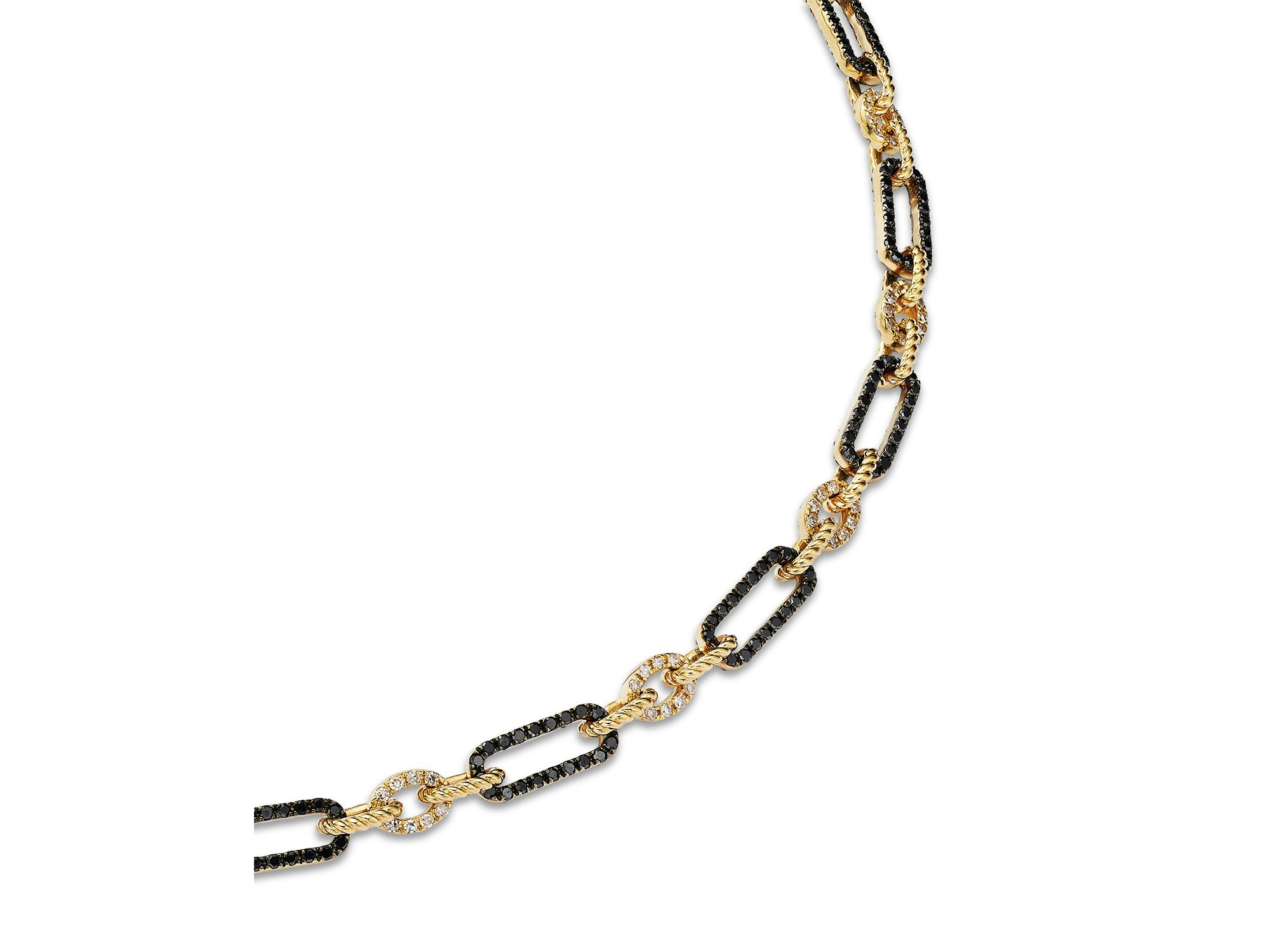 Black & White Diamond Chain Link Bracelet in 14K Yellow Gold, 2.0 tcw — Image 3