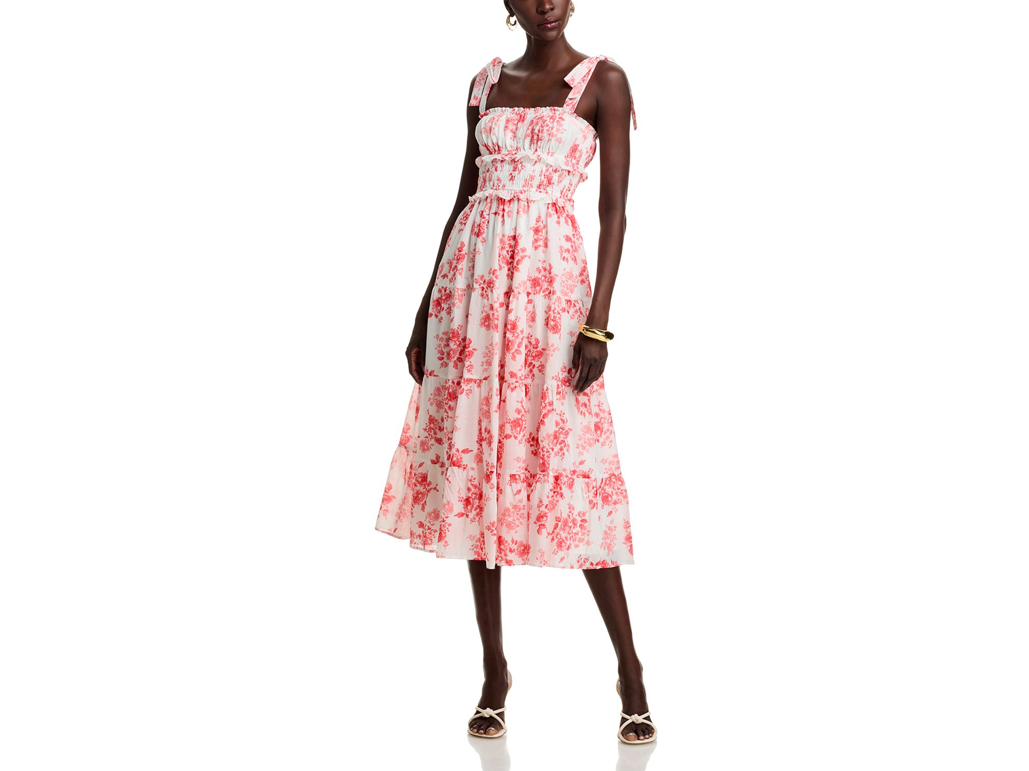 Floral Tie Strap Midi Dress - Exclusive — Image 3