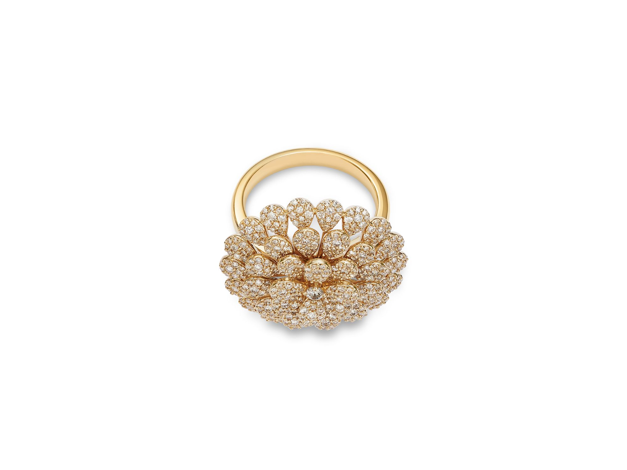 Diamond Flower Ring in 14K Yellow Gold, 1.50 tcw — Image 3