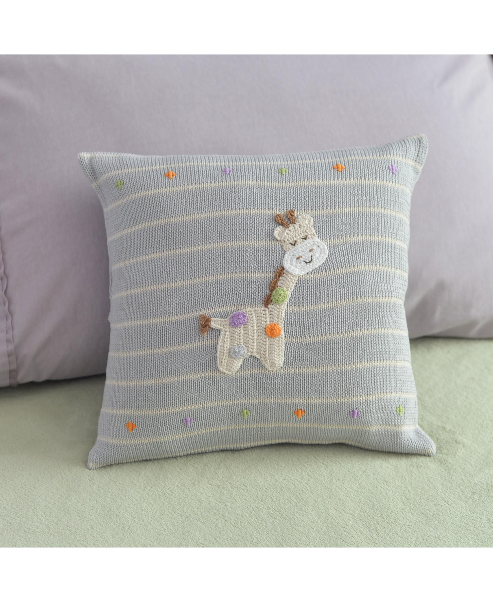 Knit Cotton 12" Spotted Giraffe Pillow — Image 3