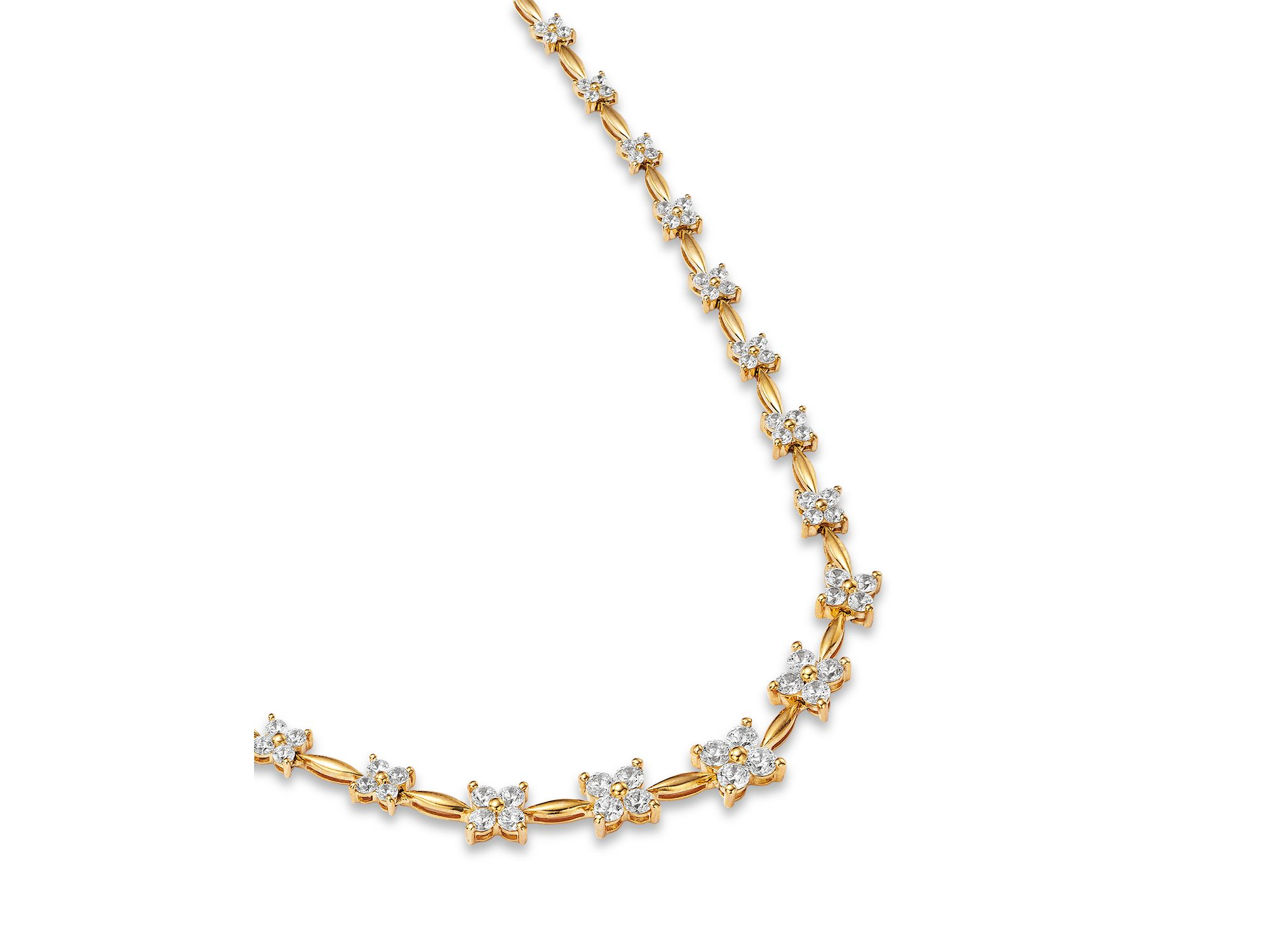 Diamond Flower Quad Cluster Graduated Collar Necklace in 14K Yellow Gold, 3.0 tcw — Image 3