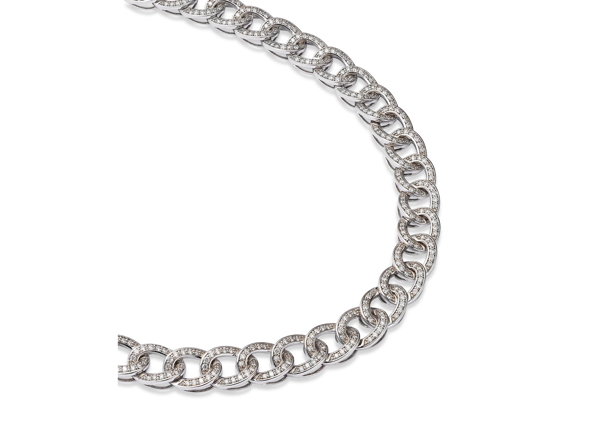 Diamond Chain Link Collar Necklace in 14K White Gold, 6.0 tcw — Image 8