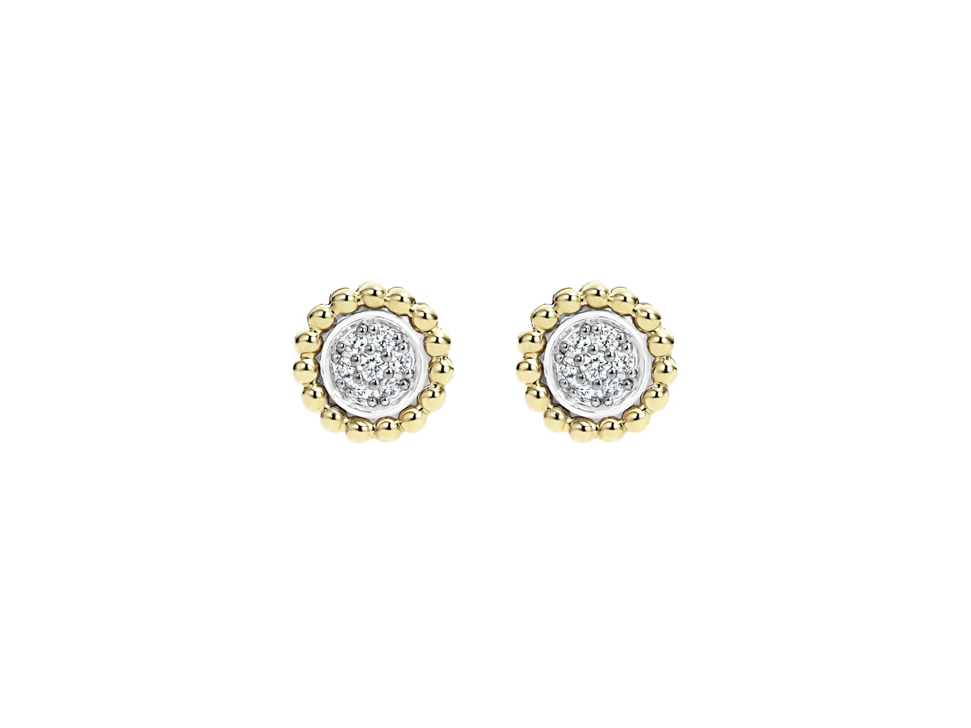18K Gold and Diamond Caviar Stud Earrings — Image 4