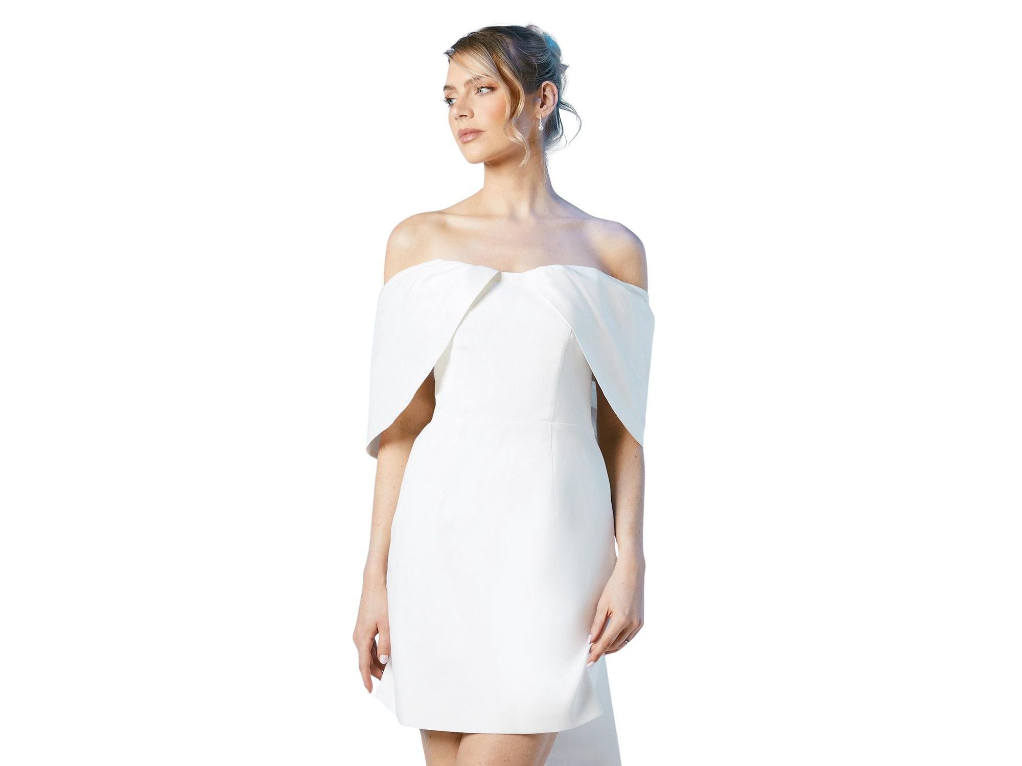 Statement Bardot Mini Bridal Dress — Image 3