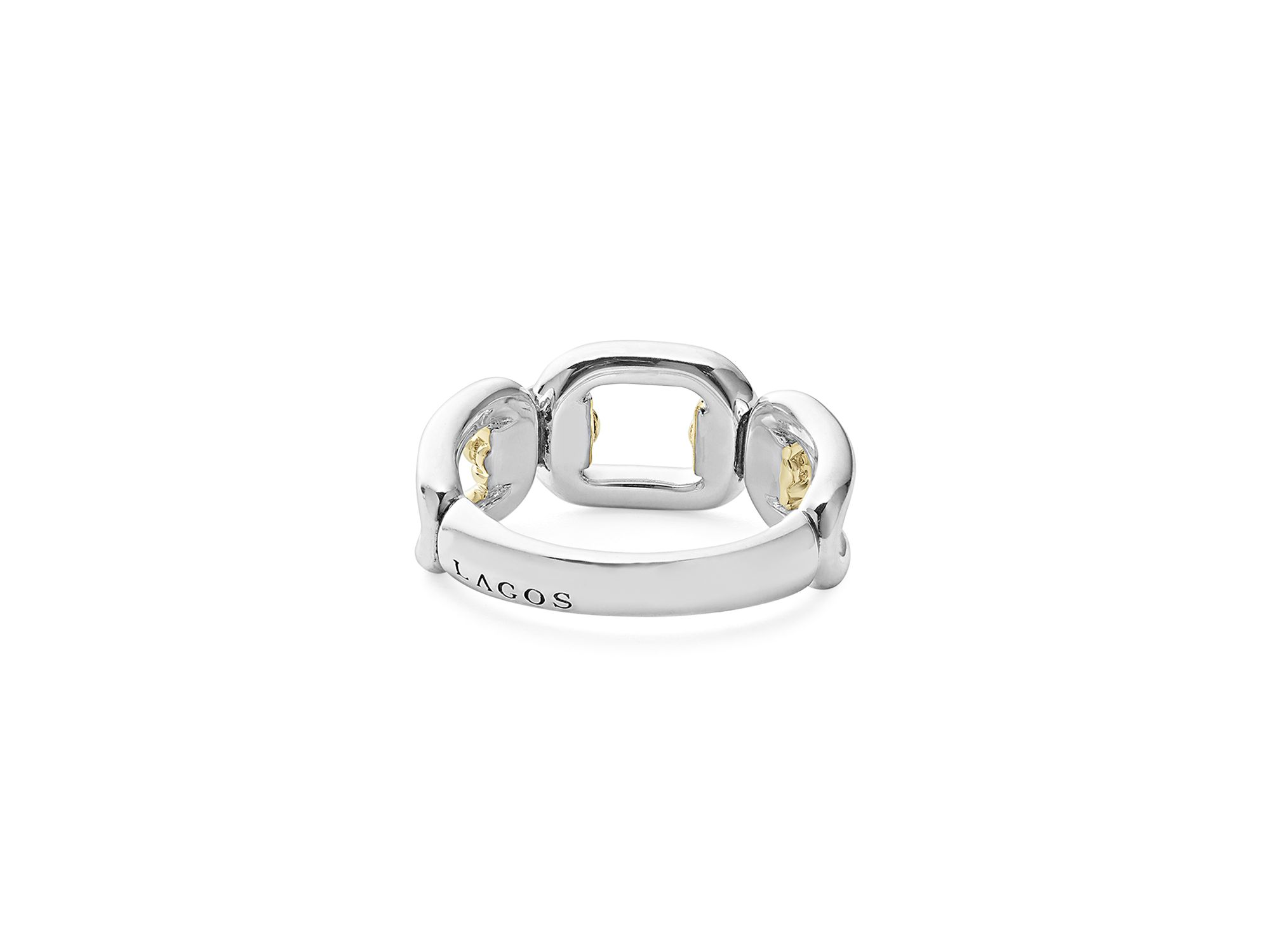 18K Yellow & Sterling Silver Signature Caviar Link Ring — Image 4