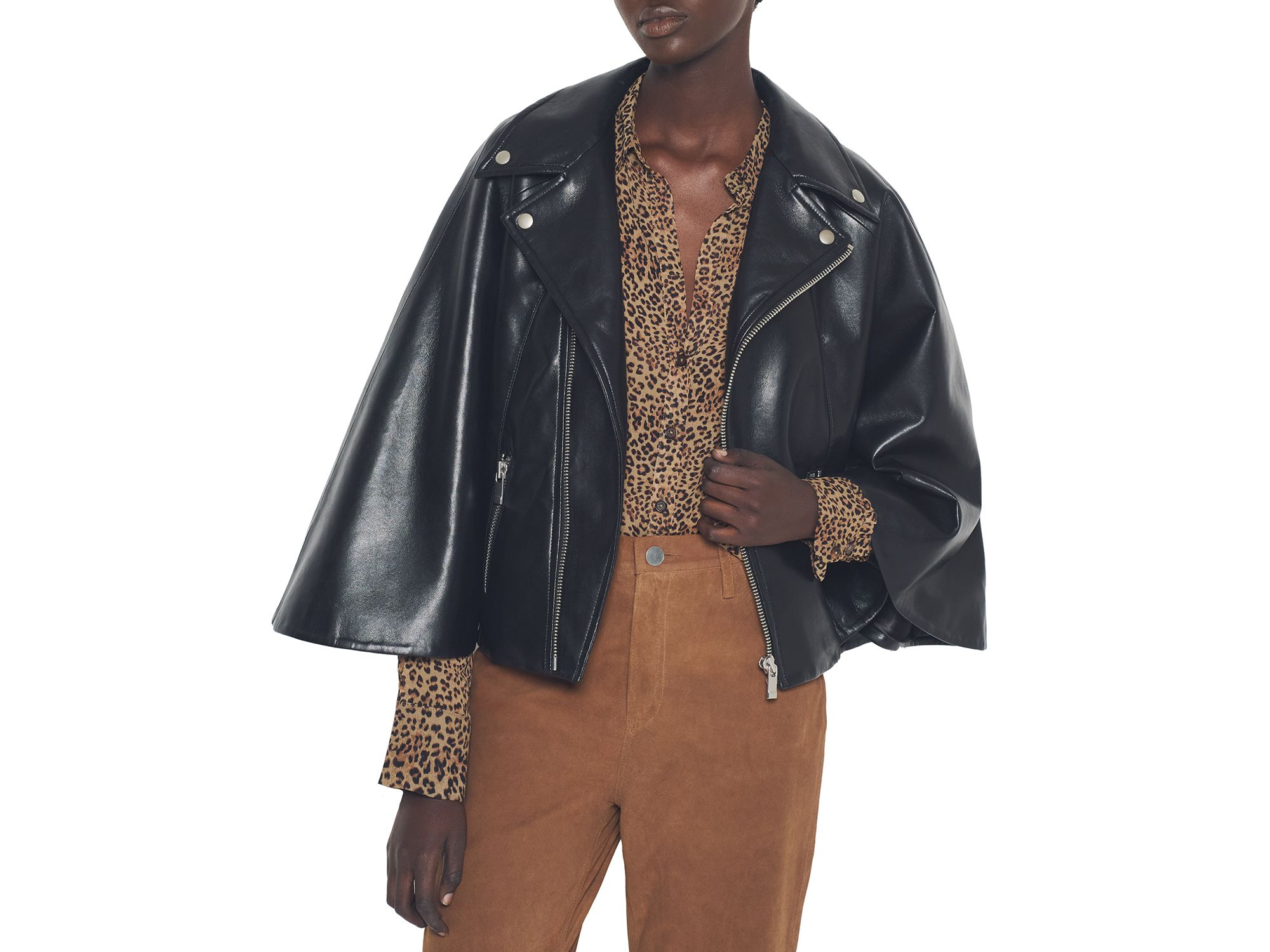 Faith Recycled Leather Moto Cape — Image 3