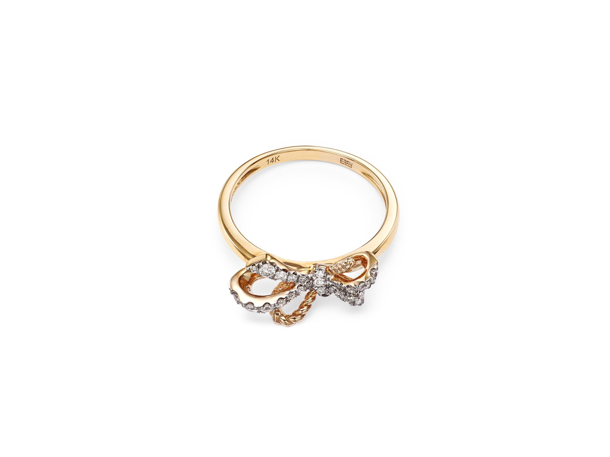 Diamond Bow Ring in 14K Yellow Gold, 0.25 tcw — Image 3