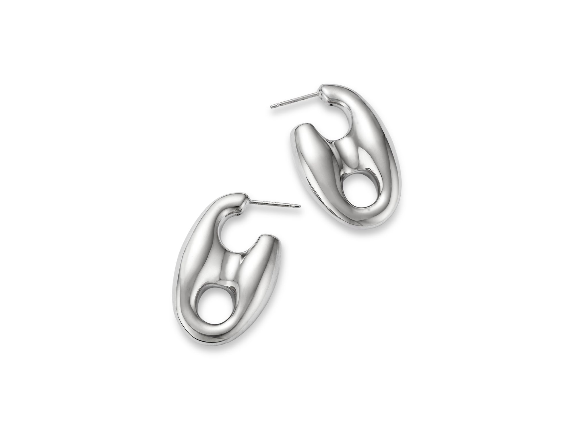 Mariner Link Large J Hoop Earrings in Sterling — Image 3